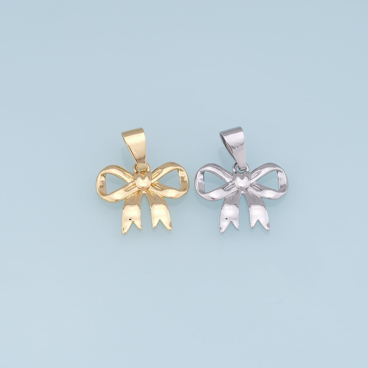 Gold Bow Charms,18K Gold Filled Bow Pendant,bow tie Charm Bracelet Necklace for DIY Jewelry Making Supply