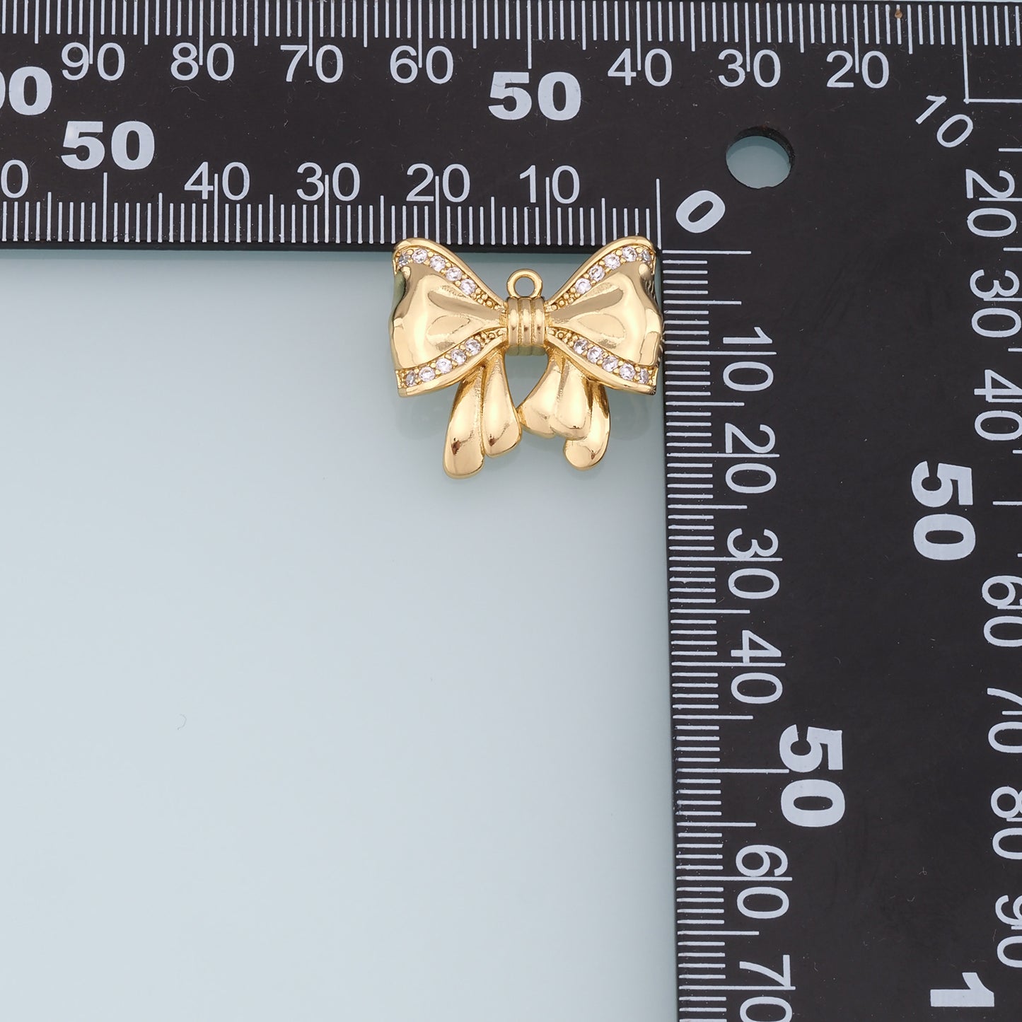 Gold Bow Charms,18K Gold Filled CZ Bow Pendant,Silver bow tie Charm Bracelet Necklace for DIY Jewelry Making Supply