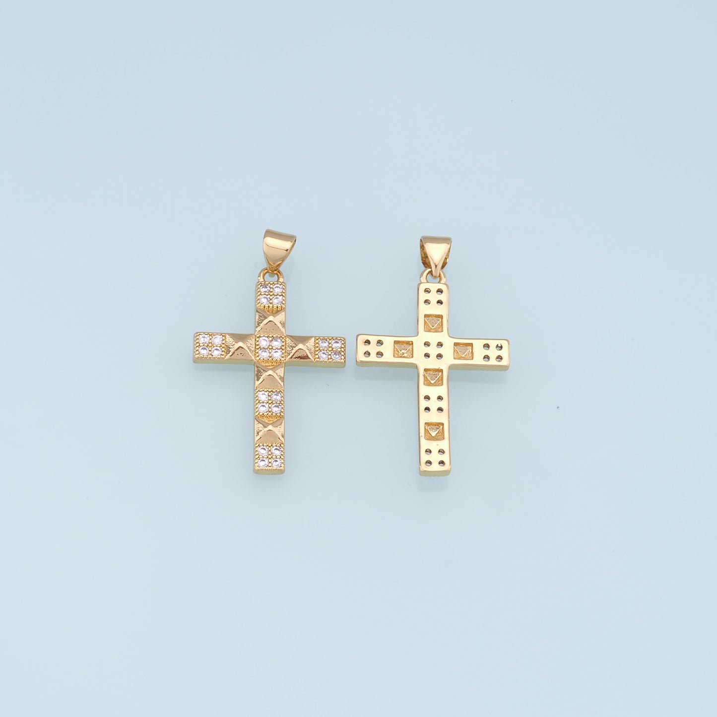 18K Gold Filled Cross Pendant,Cross Charm Bracelet Necklace for DIY Jewelry Making Supply