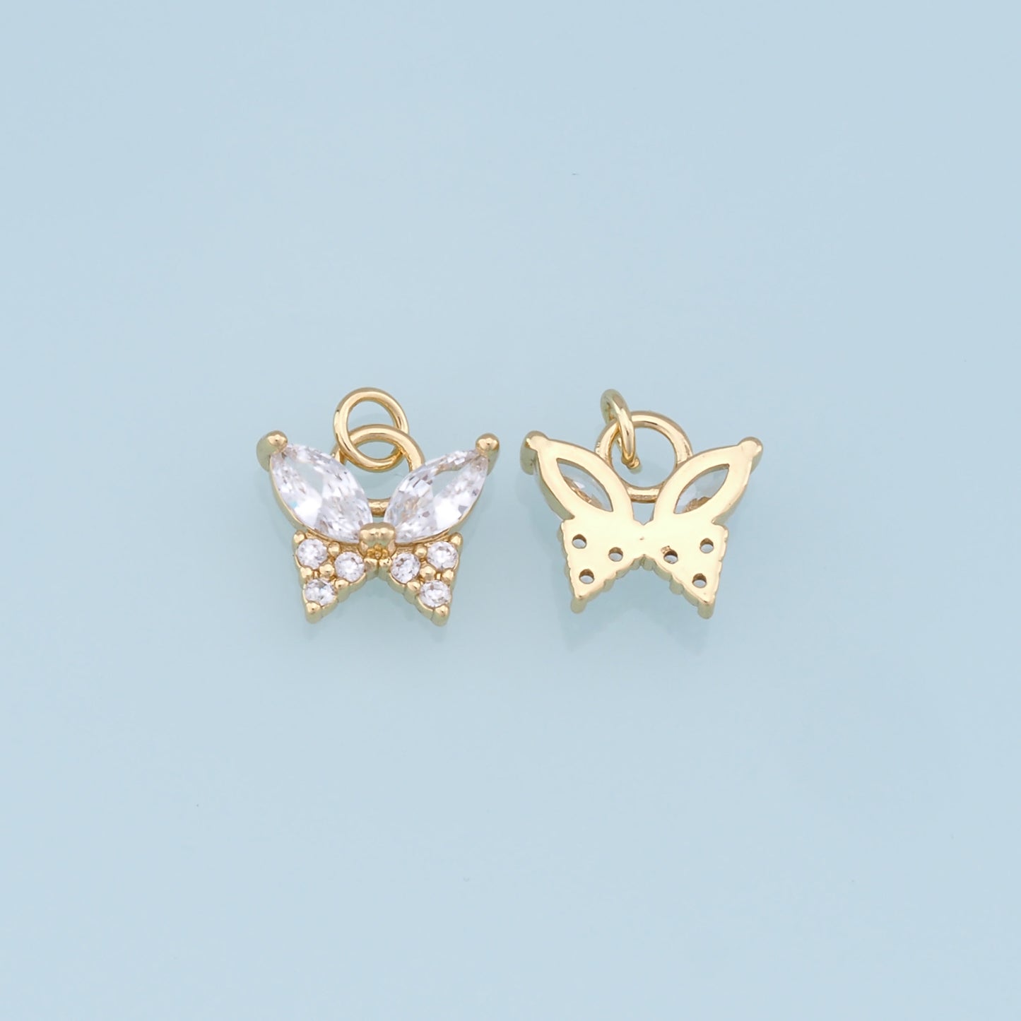 Gold Butterfly Charms,18K Gold Filled Enamel Butterfly Pendant,CZ Micro Pave Butterfly Charm Bracelet Necklace for DIY Jewelry Making Supply