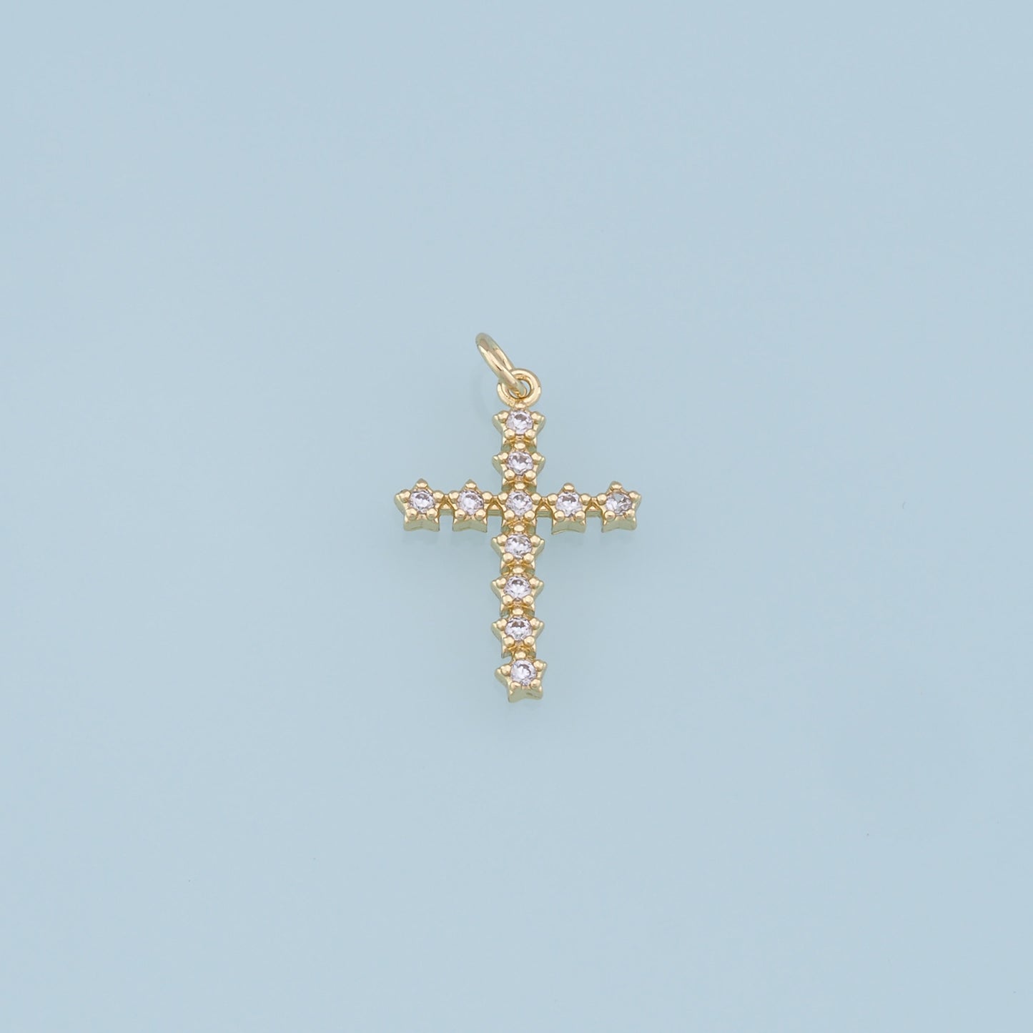 Gold Cross Charms,18K Gold Filled Cross Pendant,CZ Micro Pave Cross Charm Bracelet Necklace for DIY Jewelry Making Supply