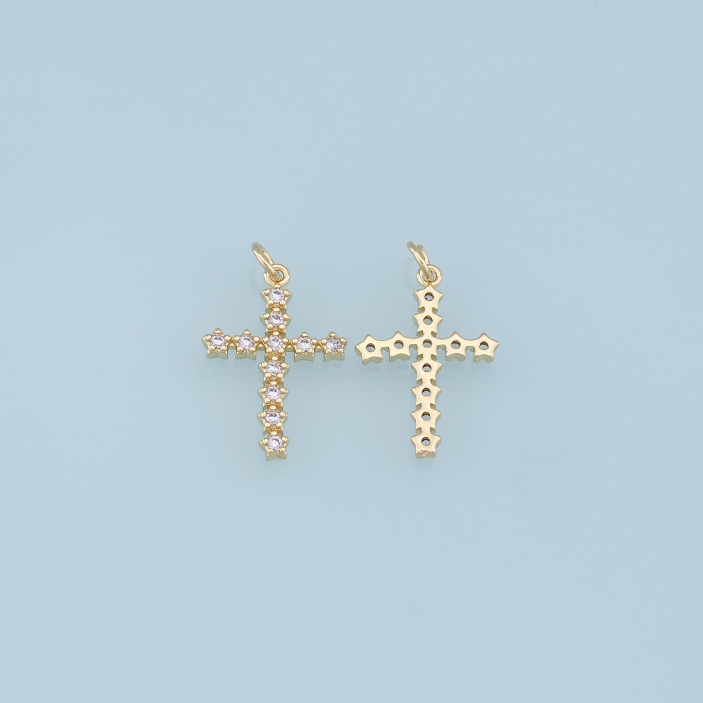 Gold Cross Charms,18K Gold Filled Cross Pendant,CZ Micro Pave Cross Charm Bracelet Necklace for DIY Jewelry Making Supply