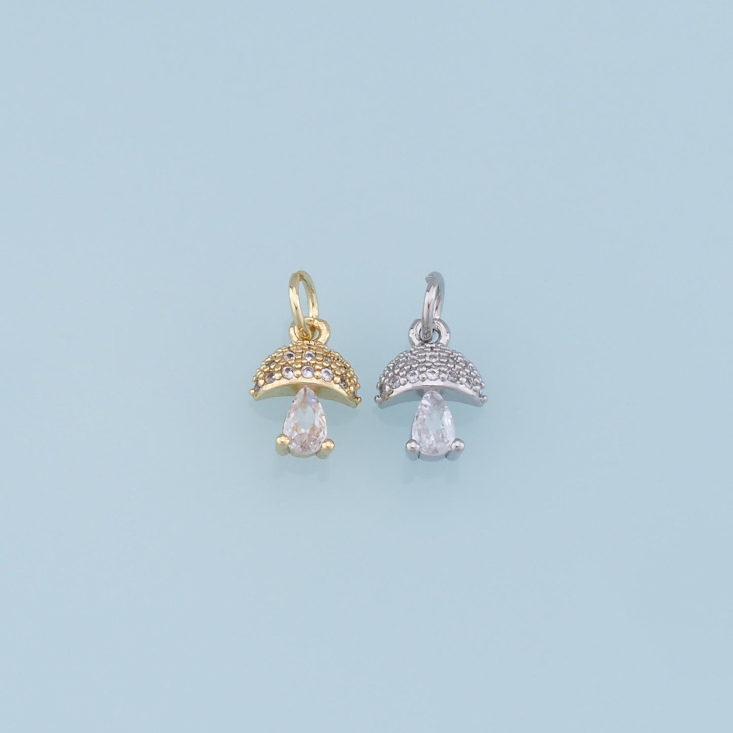 Gold mushroom Charms,18K Gold Filled mushroom Pendant,Silver mushroom Charm Bracelet Necklace for DIY Jewelry Making Supply