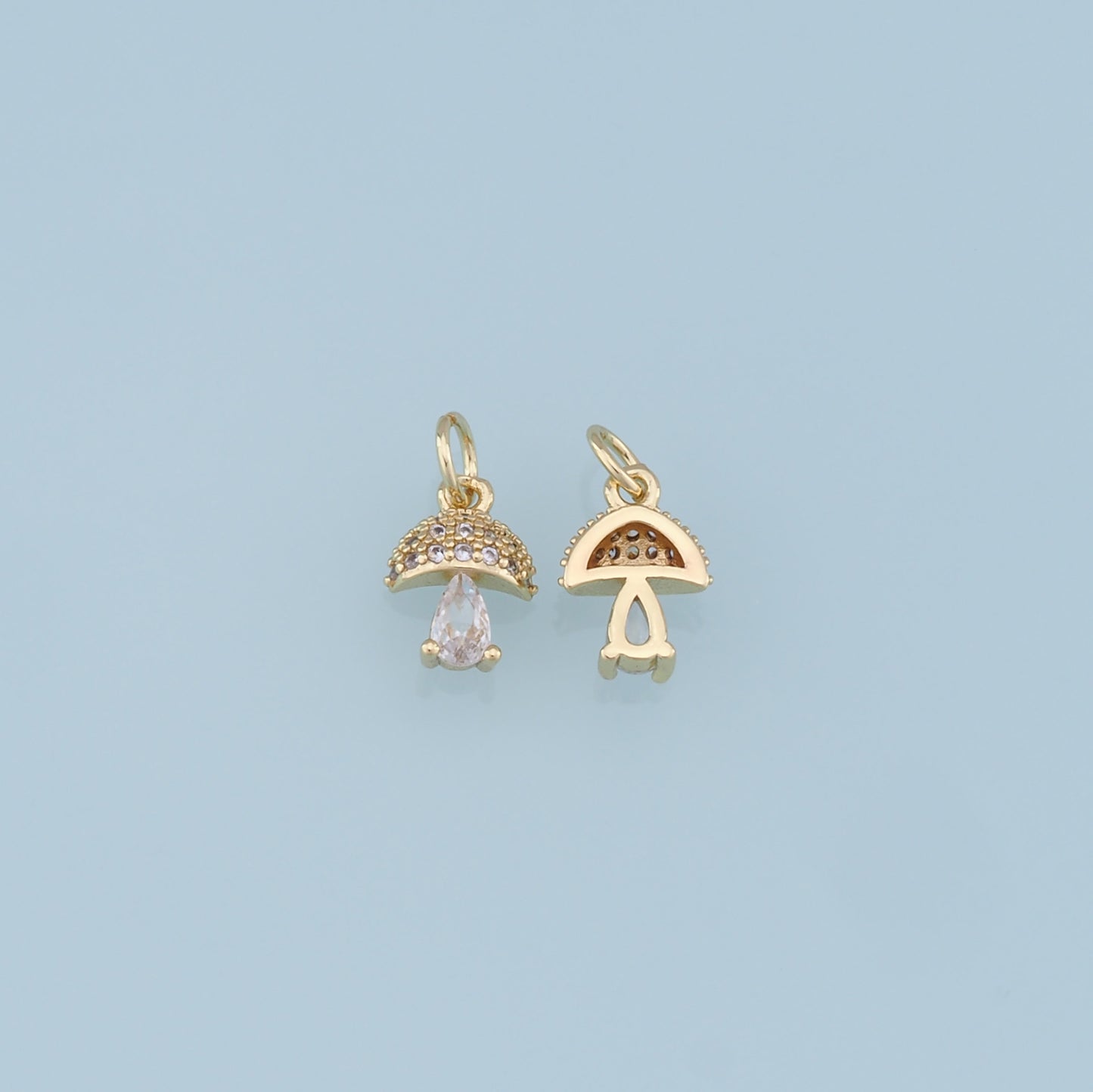 Gold mushroom Charms,18K Gold Filled mushroom Pendant,Silver mushroom Charm Bracelet Necklace for DIY Jewelry Making Supply