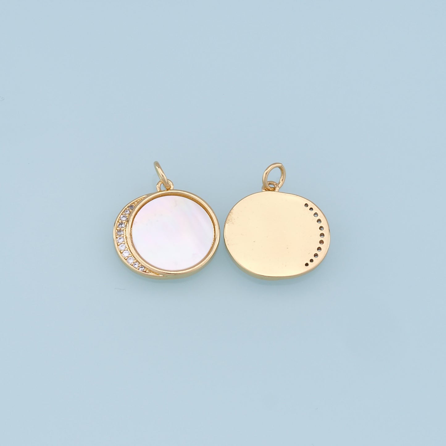Gold Round Charms,18K Gold Filled CZ Round Pendant,Round Charm Bracelet Necklace for DIY Jewelry Making Supply