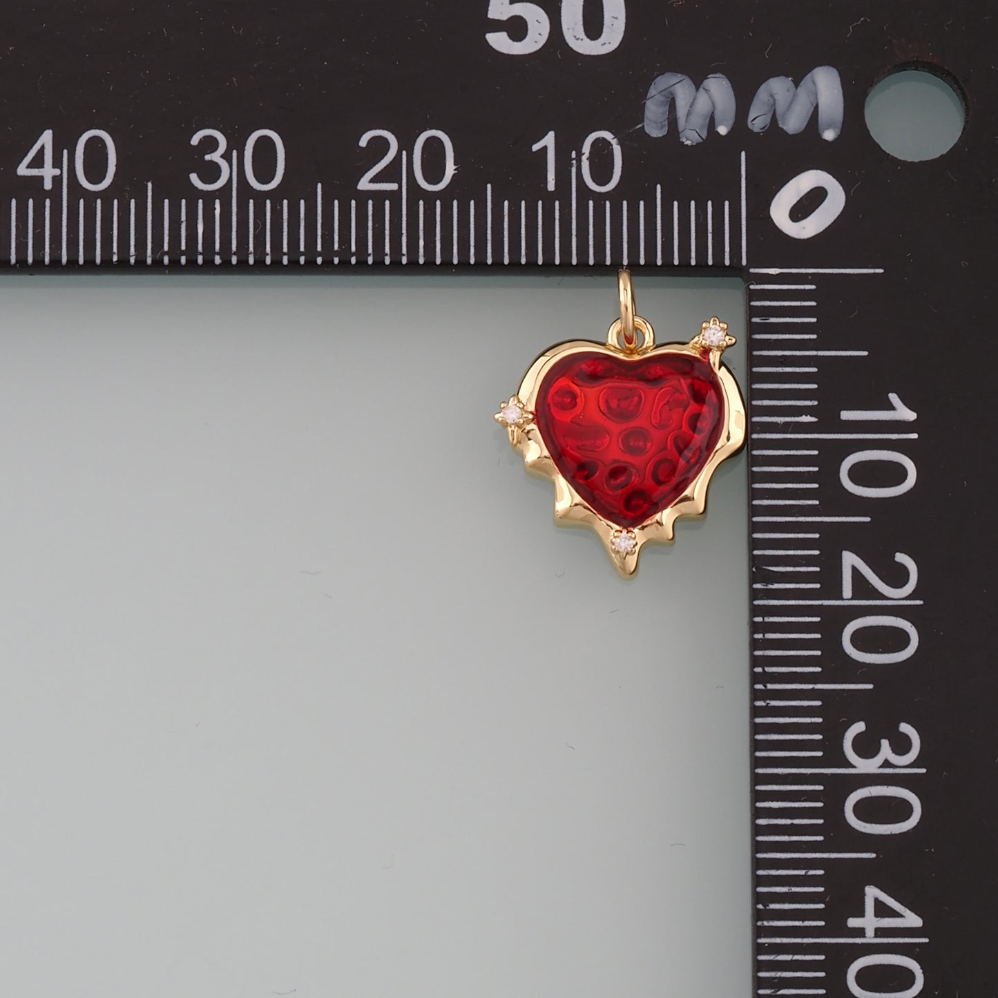 18K Gold Filled Heart Pendant,Enamel Heart Charm Bracelet Necklace for DIY Jewelry Making Supply