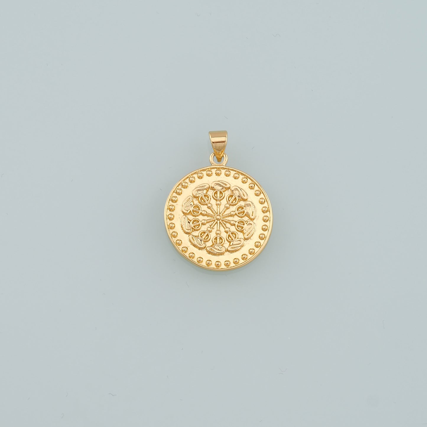 18K Gold Filled Round Pendant,Dainty Round Coin Charm Bracelet Necklace for DIY Jewelry Making Supply