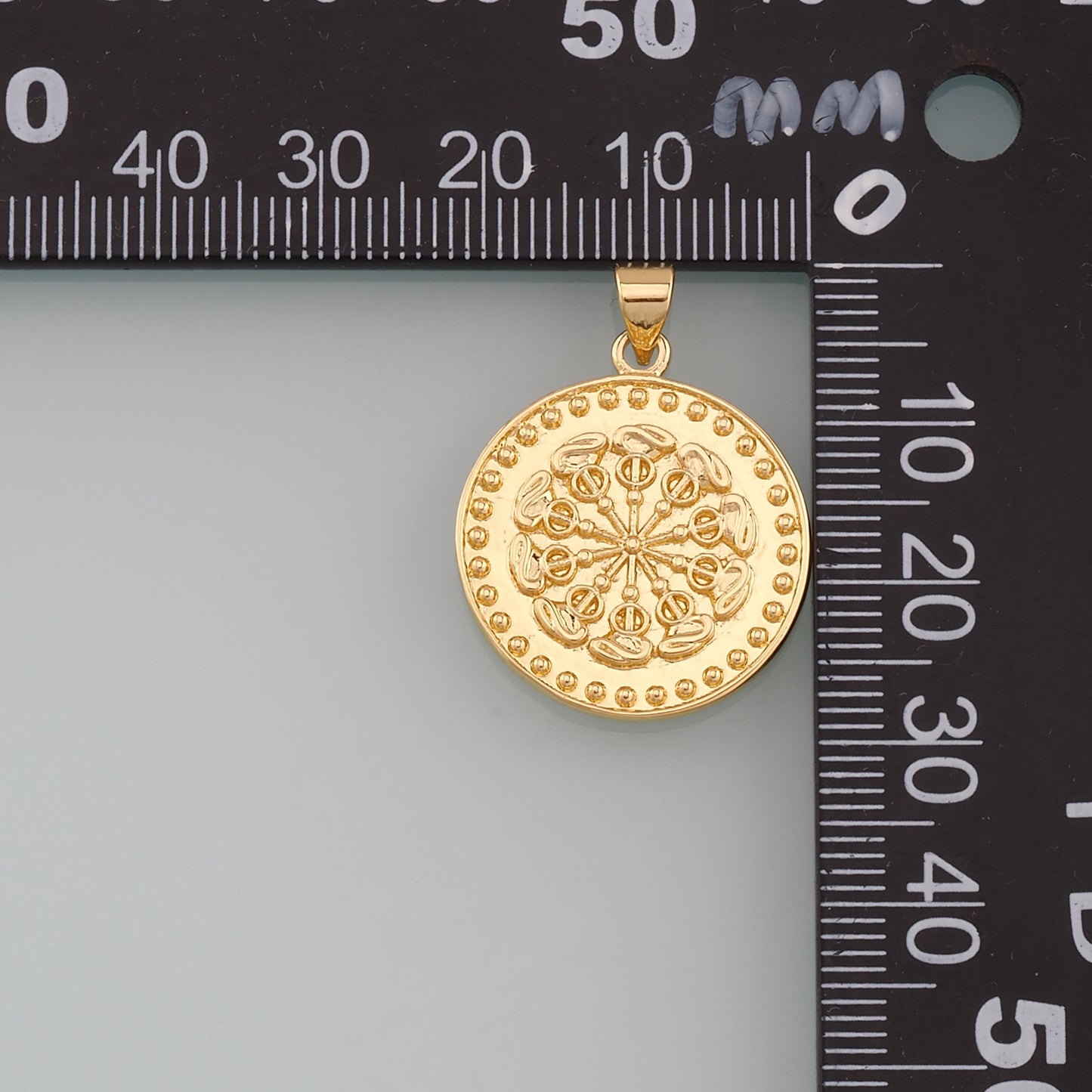 18K Gold Filled Round Pendant,Dainty Round Coin Charm Bracelet Necklace for DIY Jewelry Making Supply