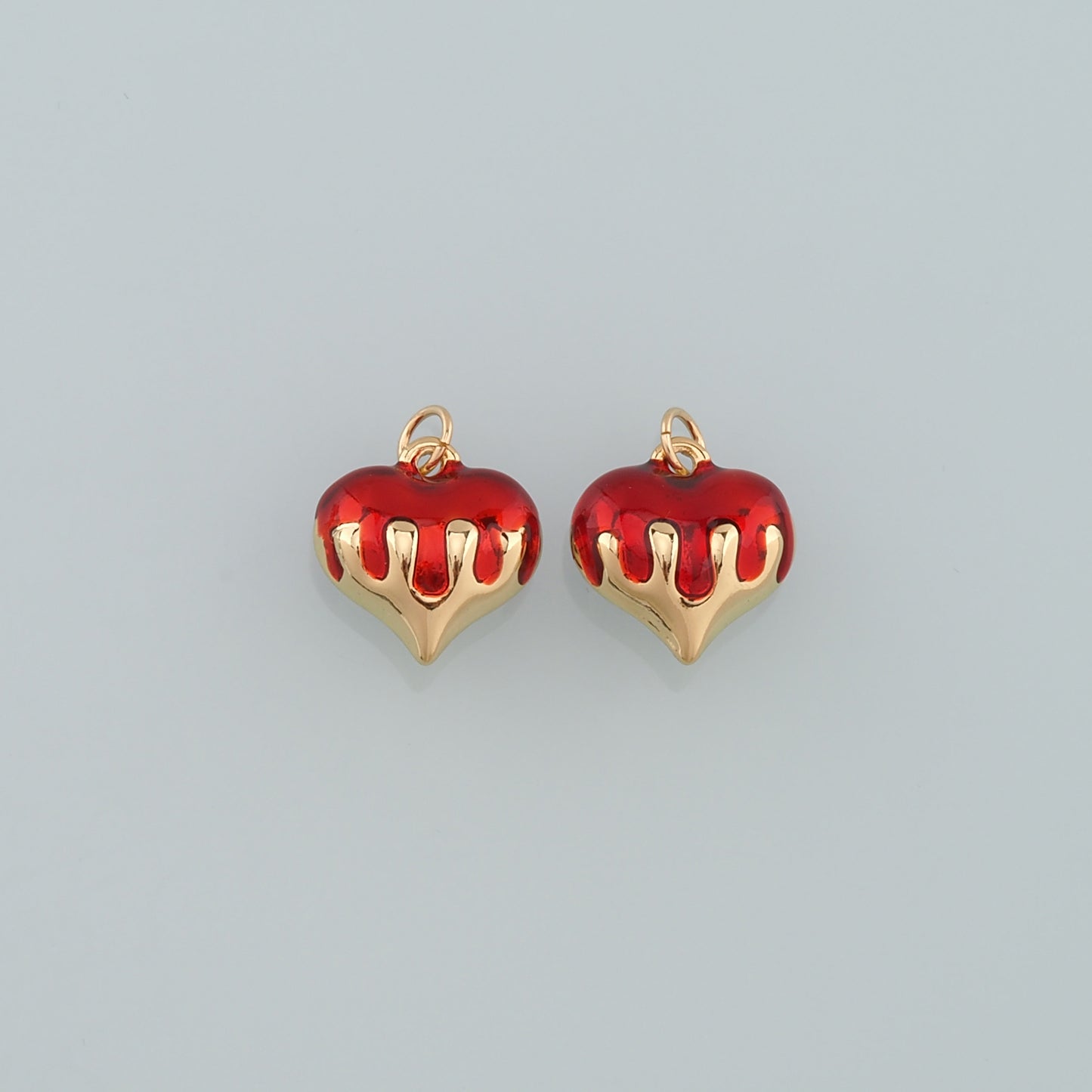 18K Gold Filled Heart Pendant,Enamel Heart Charm Bracelet Necklace for DIY Jewelry Making Supply
