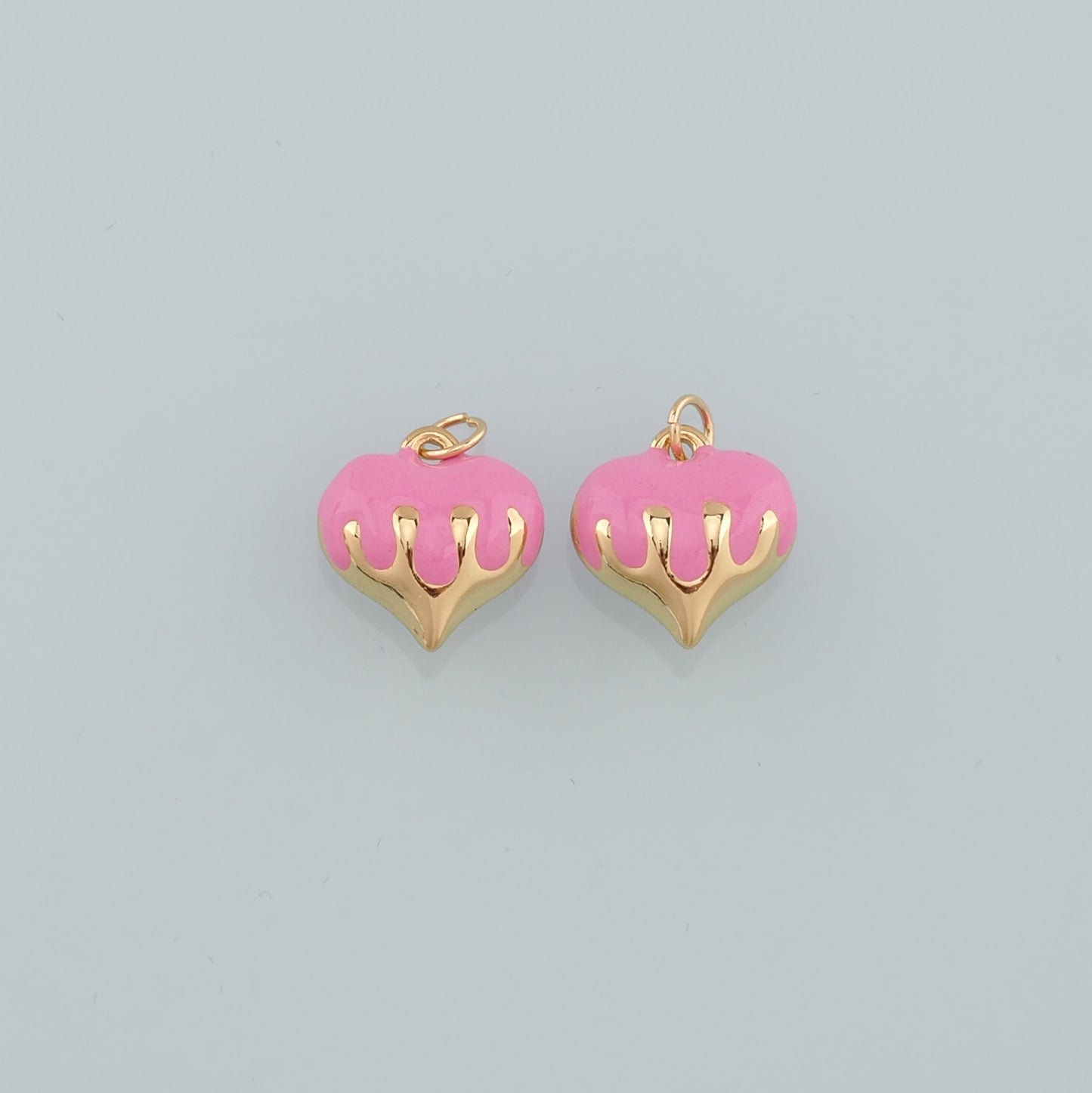 18K Gold Filled Heart Pendant,Enamel Heart Charm Bracelet Necklace for DIY Jewelry Making Supply