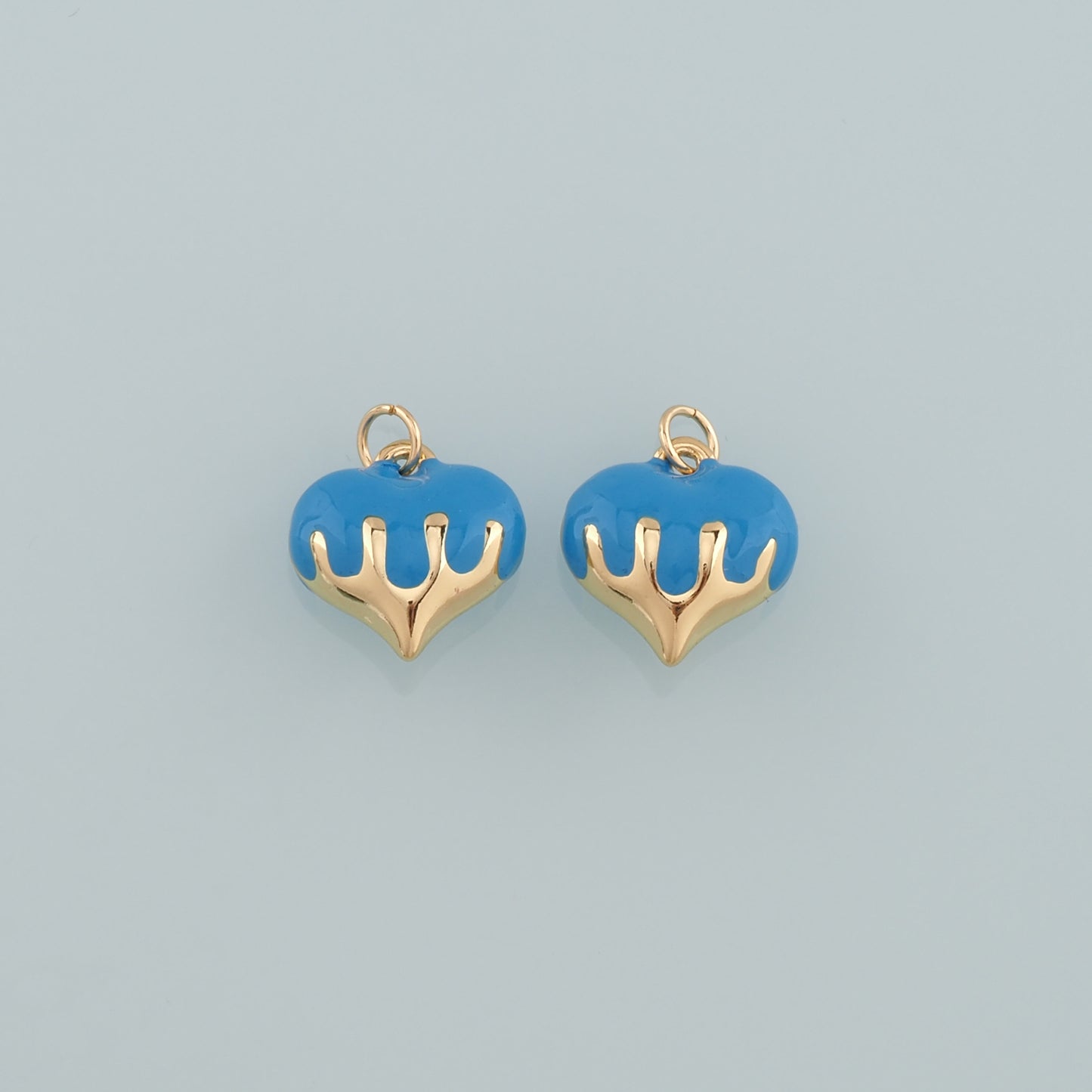 18K Gold Filled Heart Pendant,Enamel Heart Charm Bracelet Necklace for DIY Jewelry Making Supply