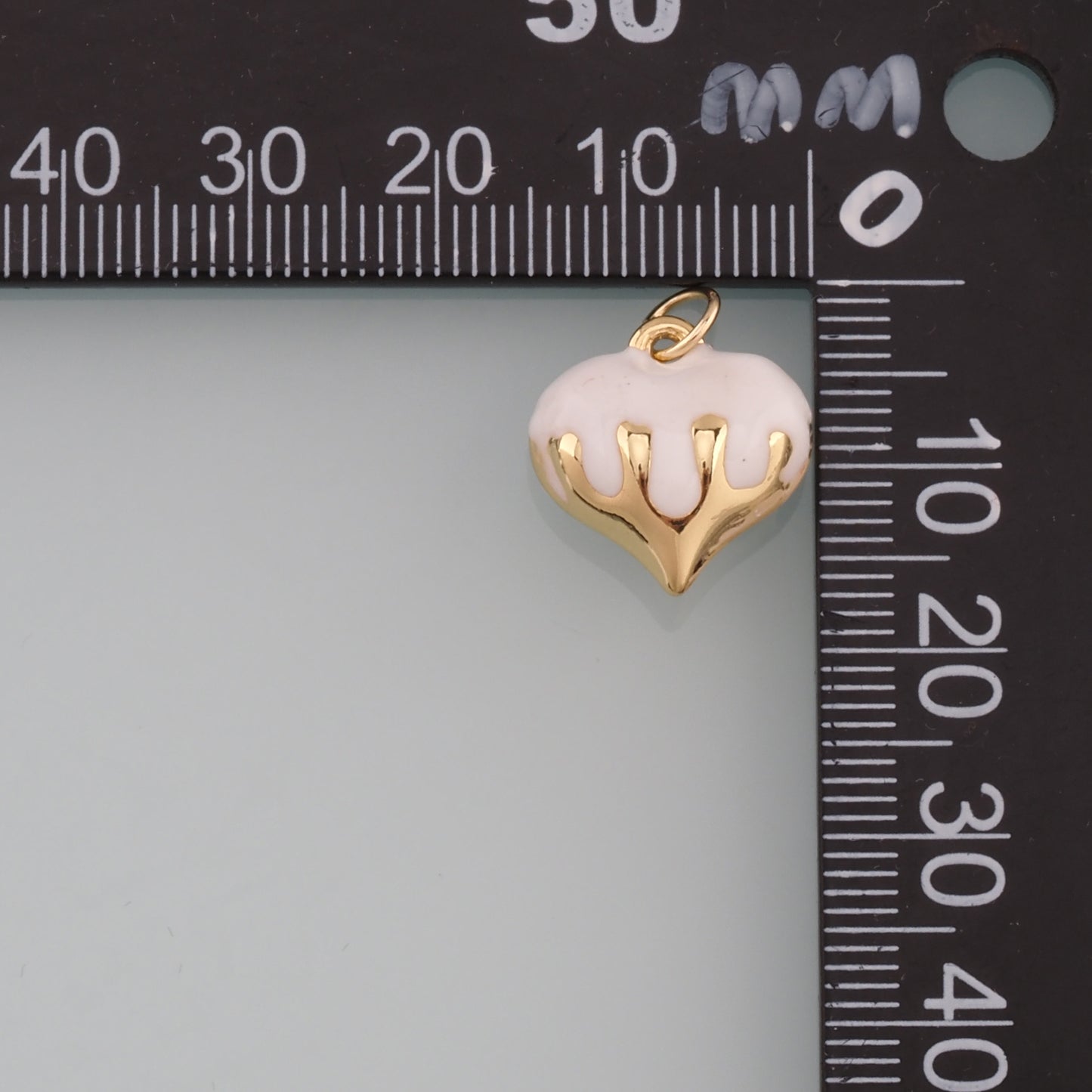 18K Gold Filled Heart Pendant,Enamel Heart Charm Bracelet Necklace for DIY Jewelry Making Supply