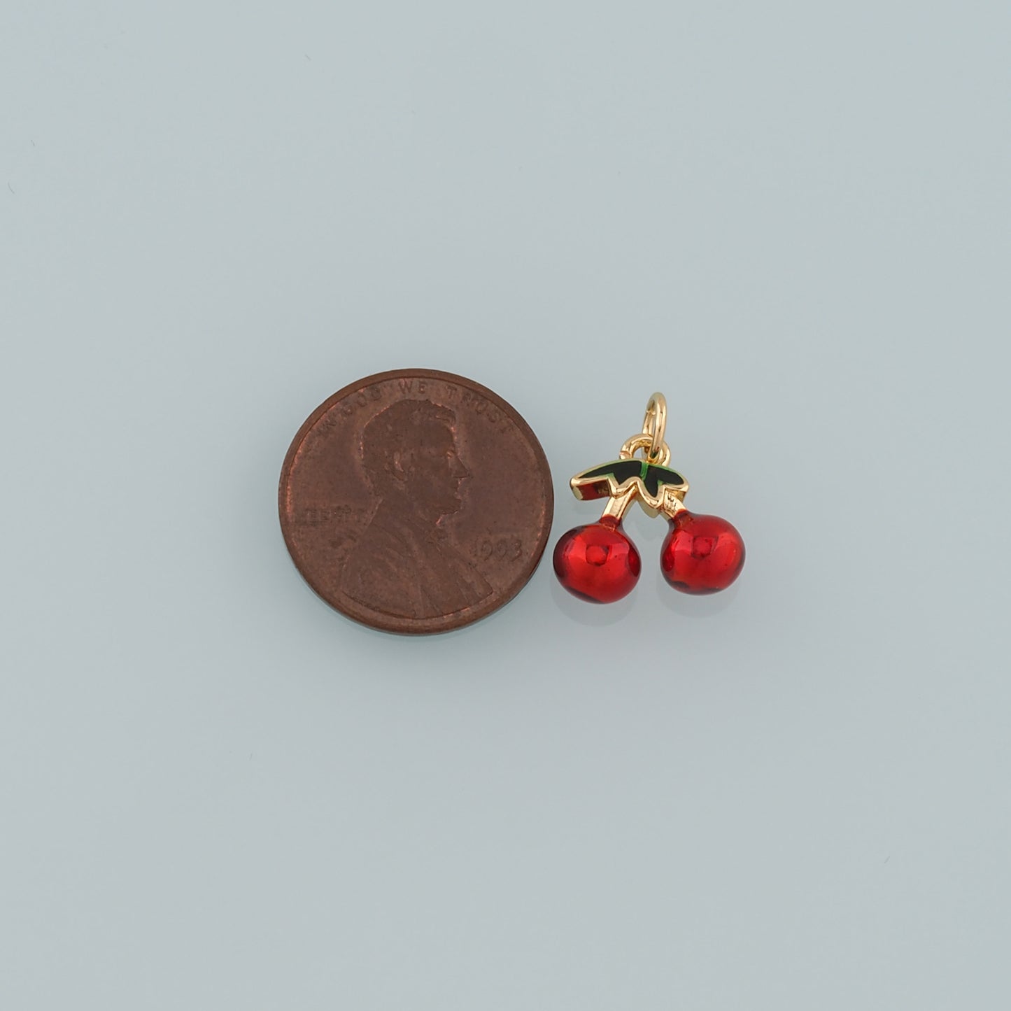 Gold Cherry Charms,18K Gold Filled Cherry Pendant,Enamel Fruit Charm Bracelet Necklace for DIY Jewelry Making Supply