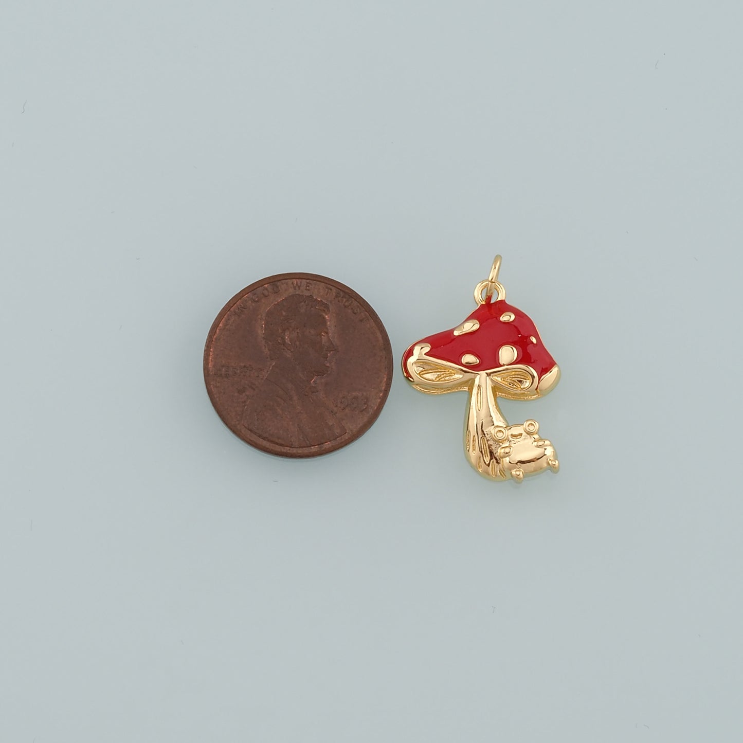 18K Gold Filled Mushroom Pendant,Enamel Mushroom Charm Bracelet Necklace for DIY Jewelry Making Supply