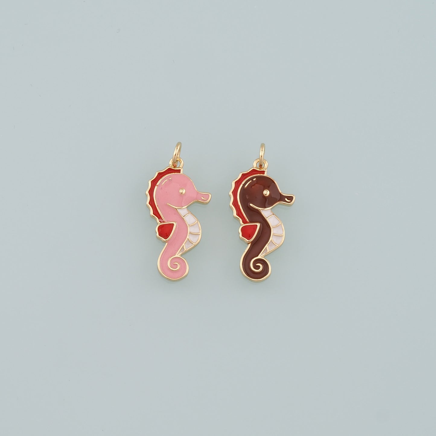 Gold Seahorse Charms,18K Gold Filled Seahorse Pendant,Enamel Seahorse Charm Bracelet Necklace for DIY Jewelry Making Supply