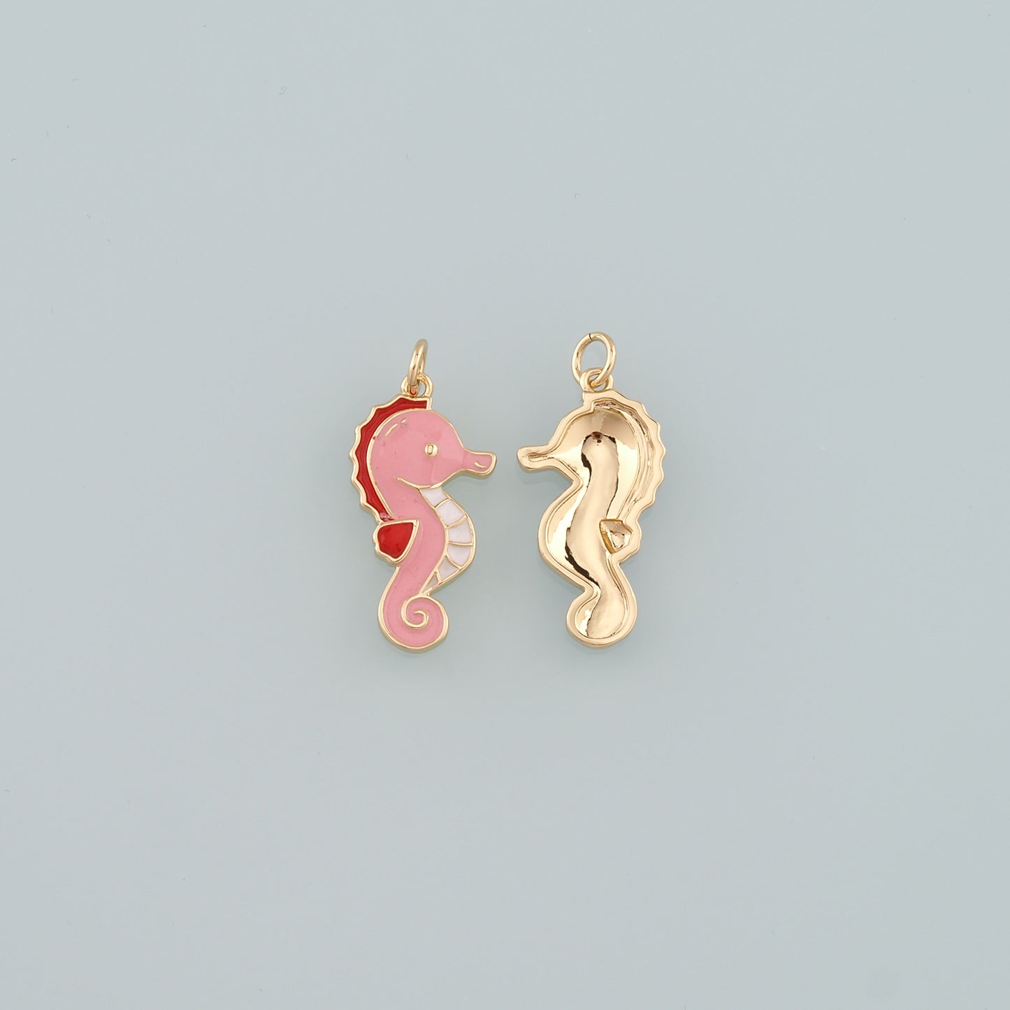 Gold Seahorse Charms,18K Gold Filled Seahorse Pendant,Enamel Seahorse Charm Bracelet Necklace for DIY Jewelry Making Supply