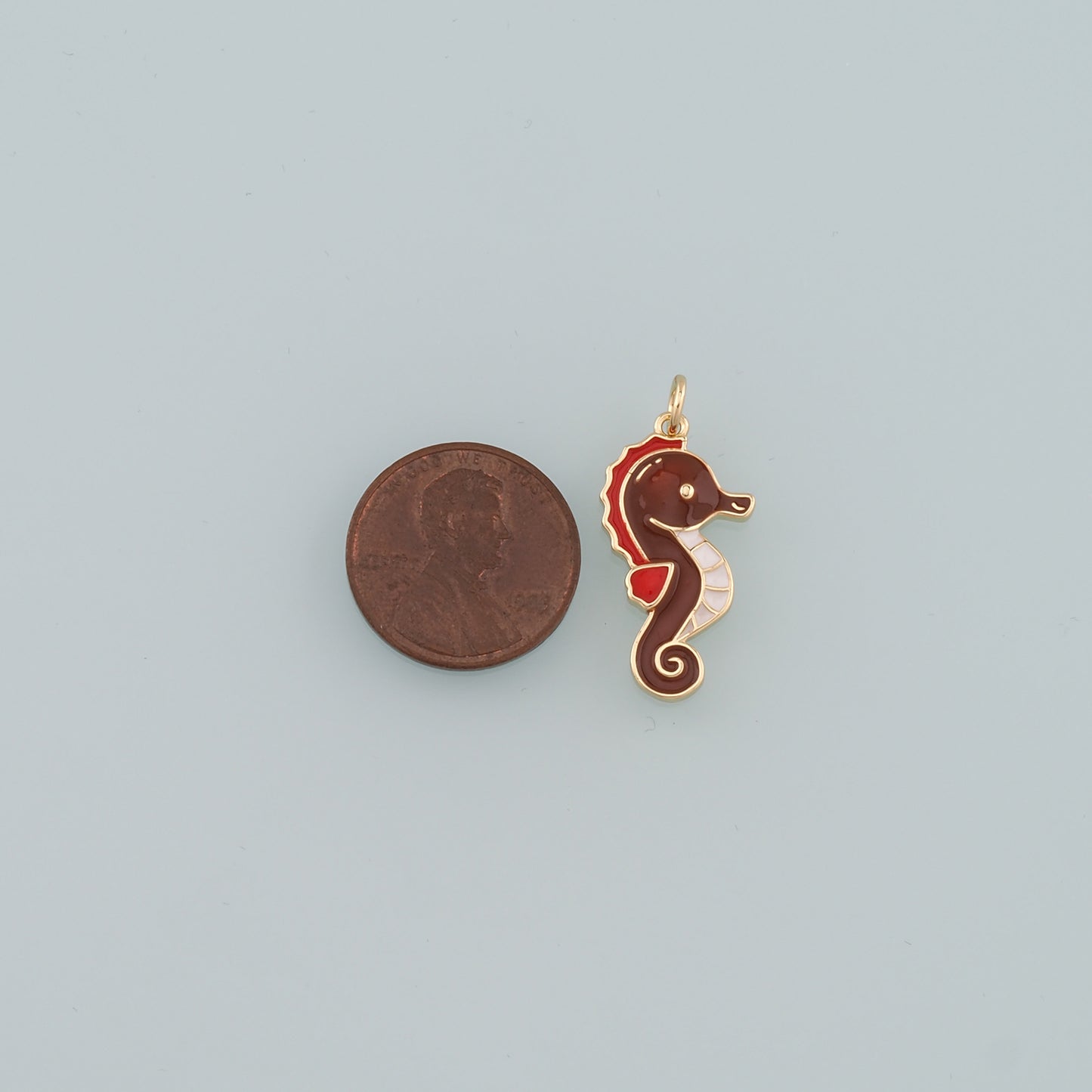 Gold Seahorse Charms,18K Gold Filled Seahorse Pendant,Enamel Seahorse Charm Bracelet Necklace for DIY Jewelry Making Supply