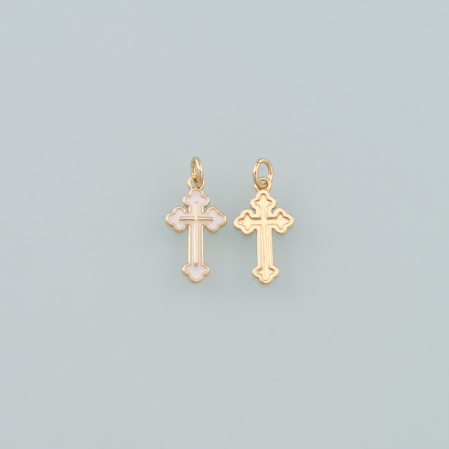 Gold Cross Charms,18K Gold Filled Cross Pendant,Enamel Religion Charm Bracelet Necklace for DIY Jewelry Making Supply