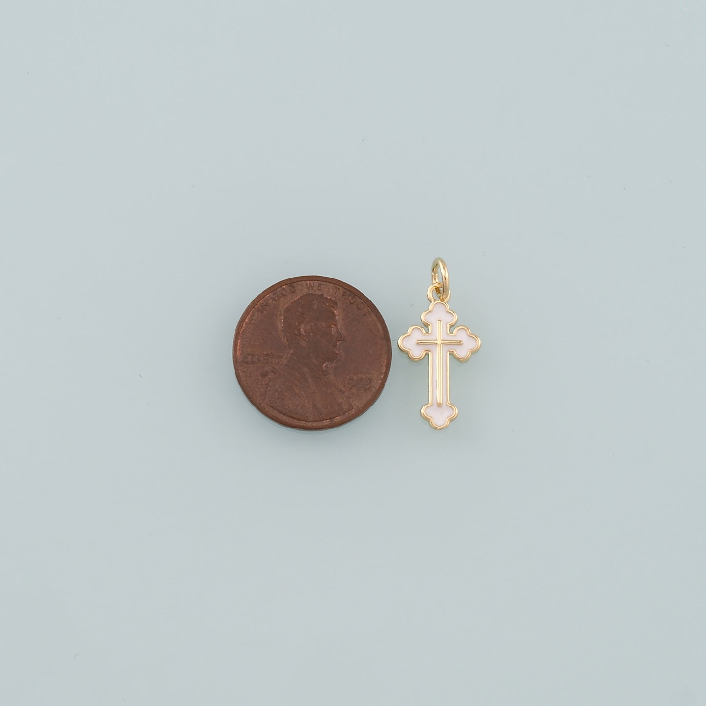 Gold Cross Charms,18K Gold Filled Cross Pendant,Enamel Religion Charm Bracelet Necklace for DIY Jewelry Making Supply