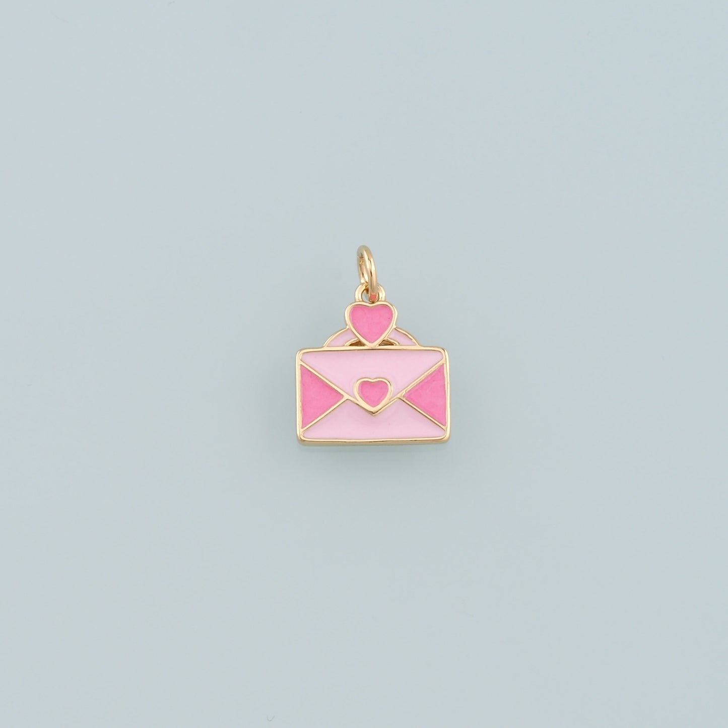 18K Gold Filled Envelope Pendant,Enamel Love Letter Charm Bracelet Necklace for DIY Jewelry Making Supply
