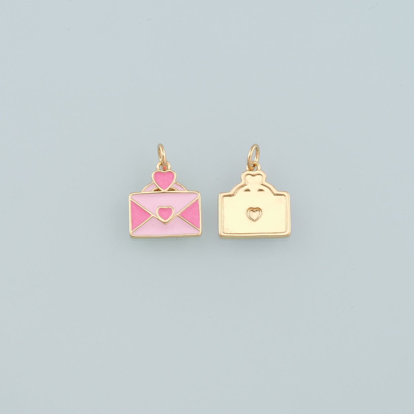 18K Gold Filled Envelope Pendant,Enamel Love Letter Charm Bracelet Necklace for DIY Jewelry Making Supply