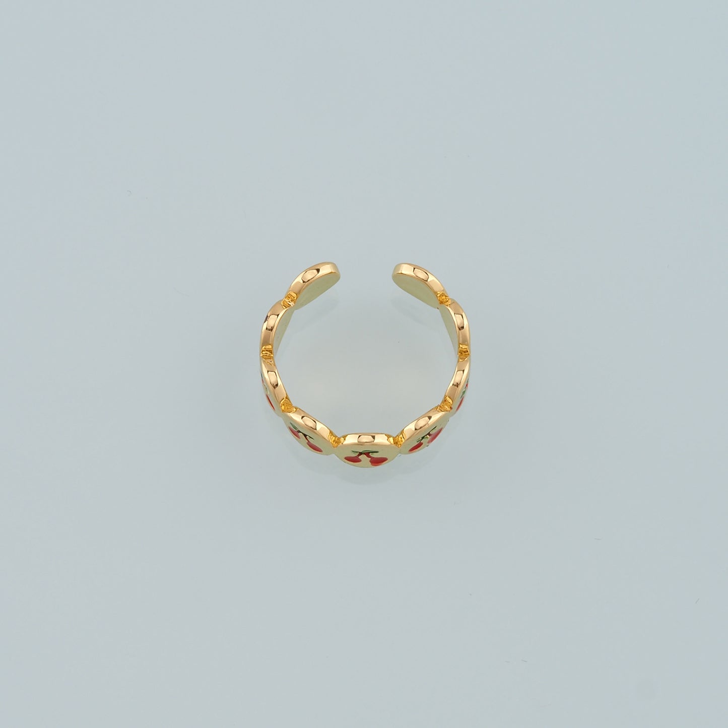Gold Fruit Ring,18K Gold Filled Enamel Cherry Ring,Classic Little Star jewelry