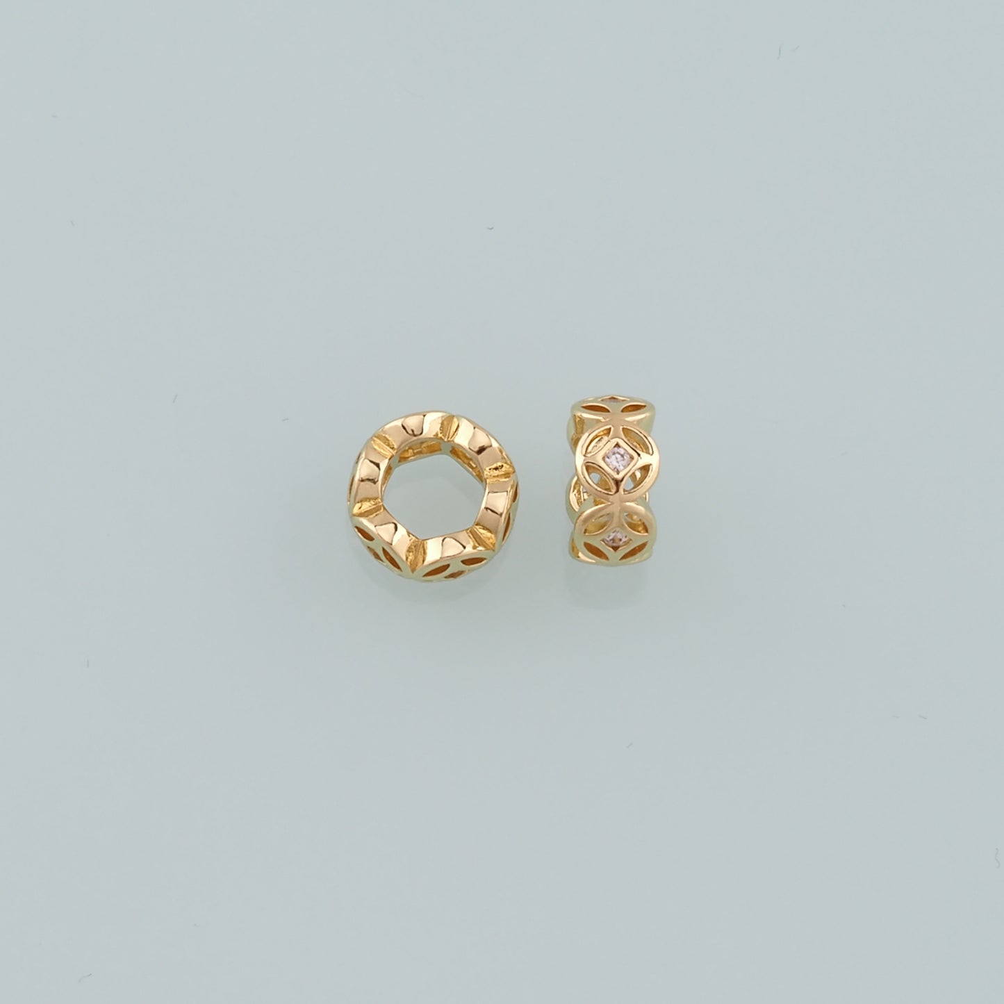 Gold Round Beads Charms,18K Gold Filled Round spacer beads Bracelet Necklace for DIY Jewelry Making Supply