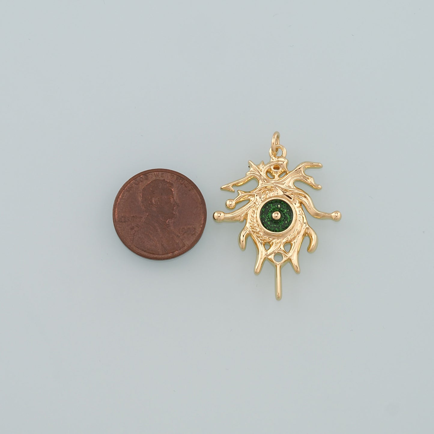 18K Gold Filled Evil Eye Pendant,Enamel Eye Charm Bracelet Necklace for DIY Jewelry Making Supply