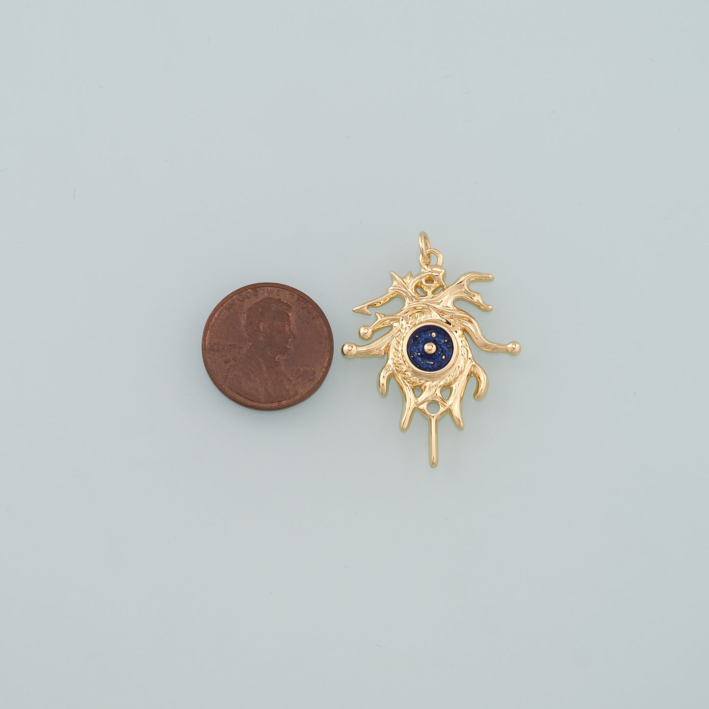 18K Gold Filled Evil Eye Pendant,Enamel Eye Charm Bracelet Necklace for DIY Jewelry Making Supply