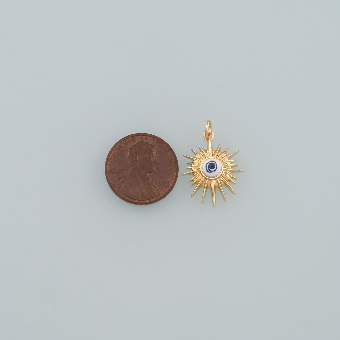 18K Gold Filled Evil Eye Pendant,Enamel Eye Charm Bracelet Necklace for DIY Jewelry Making Supply