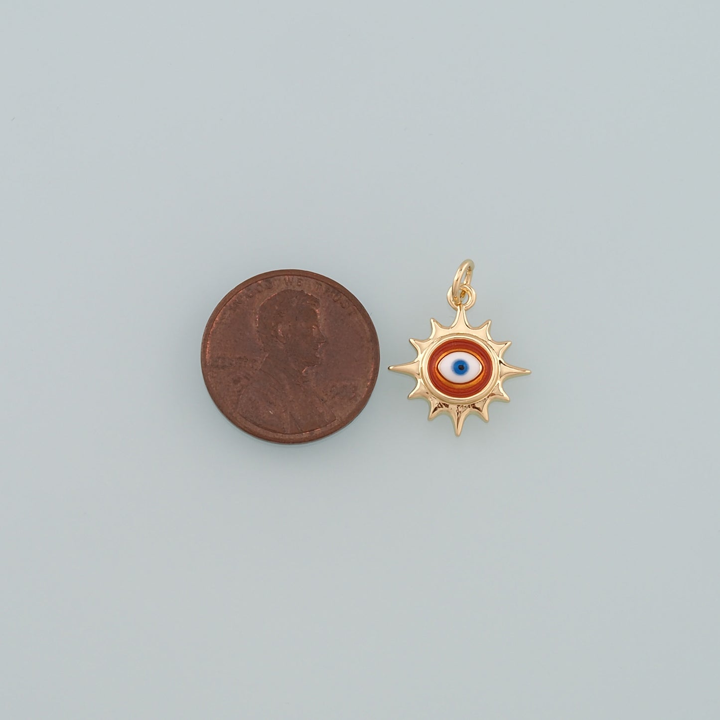18K Gold Filled Evil Eye Pendant,Enamel Eye Charm Bracelet Necklace for DIY Jewelry Making Supply