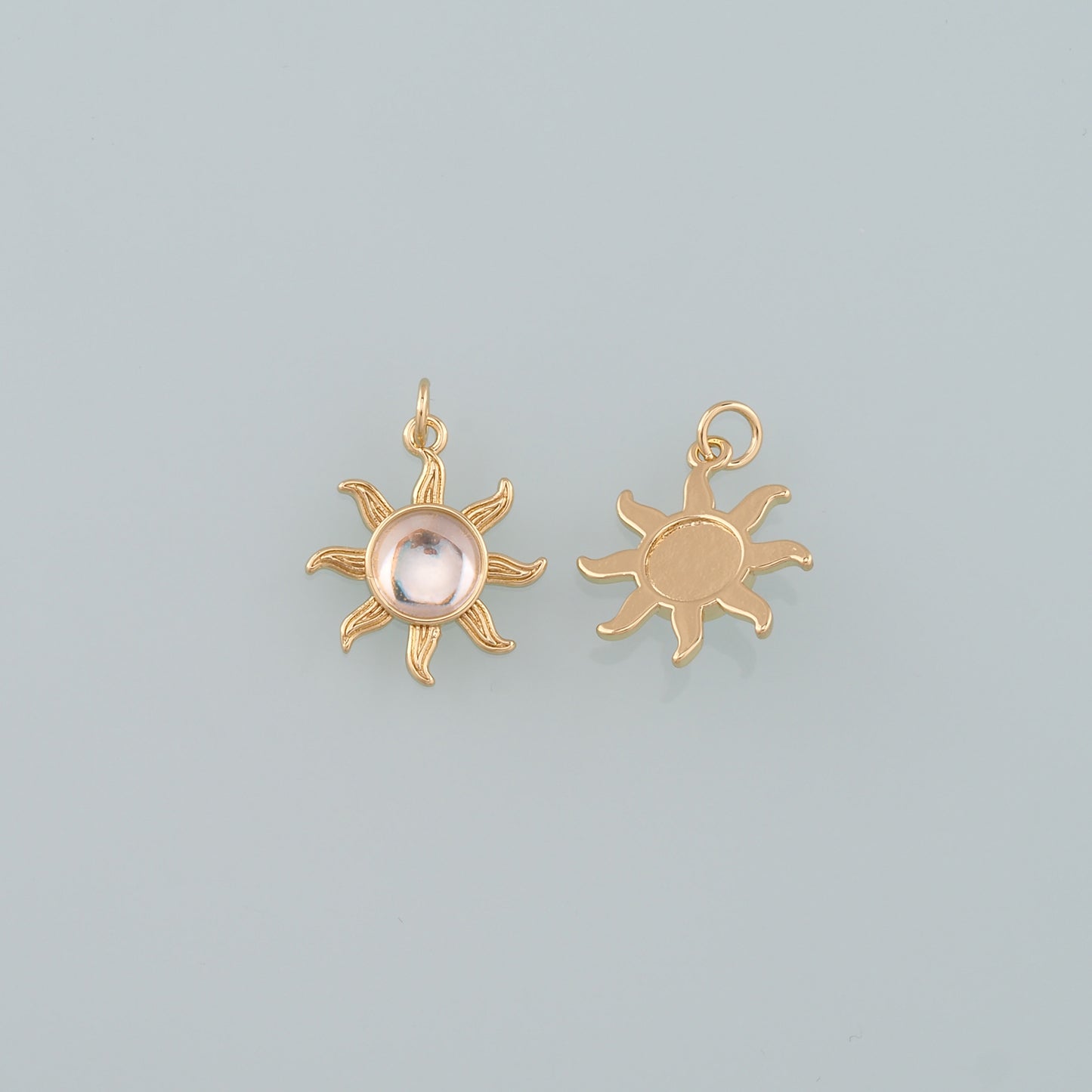Gold Sun Charms,18K Gold Filled Sun Pendant,Celestial Charm Bracelet Necklace for DIY Jewelry Making Supply