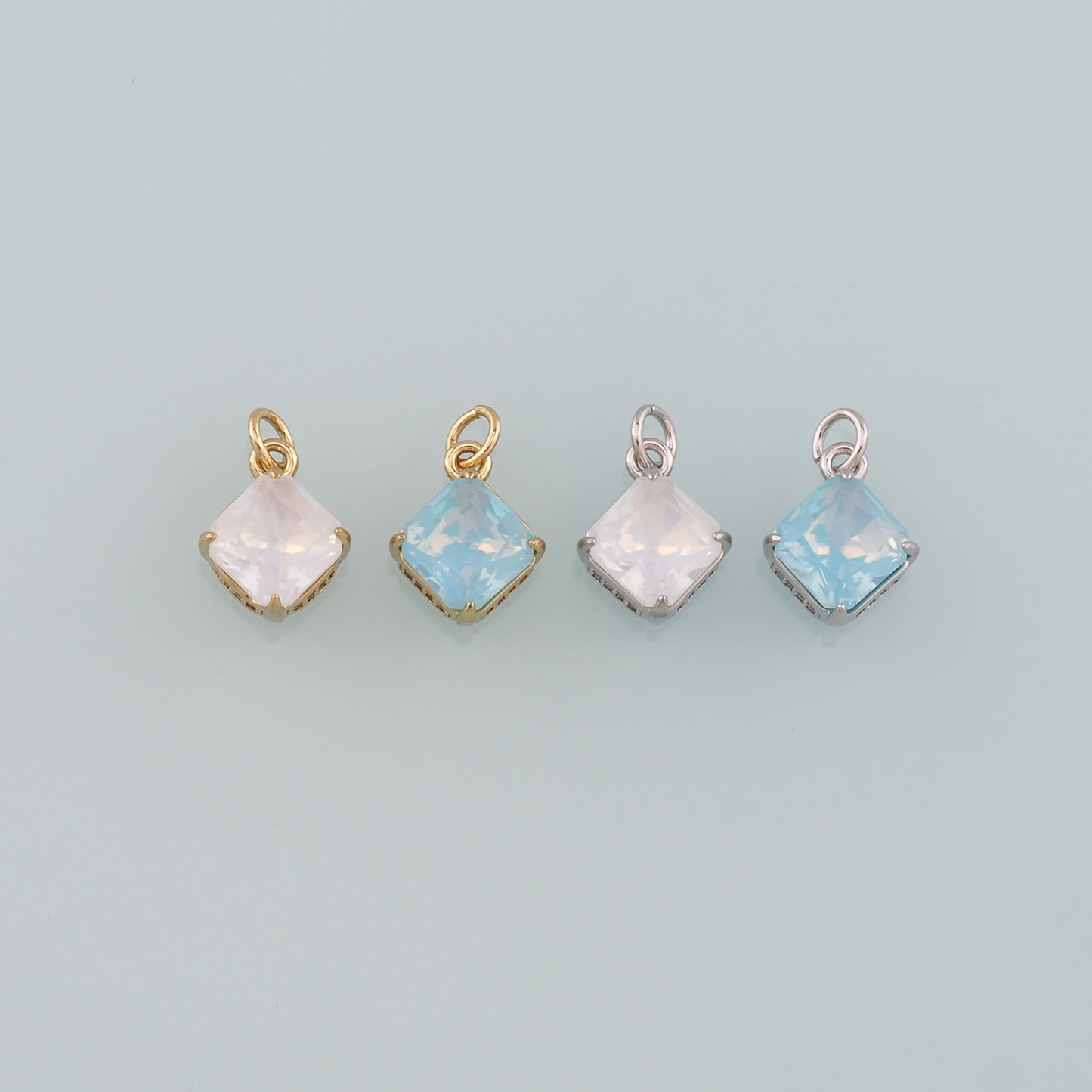 18K Gold Filled Rhombus Pendant,Crystal Rhombus Charm Bracelet Necklace for DIY Jewelry Making Supply