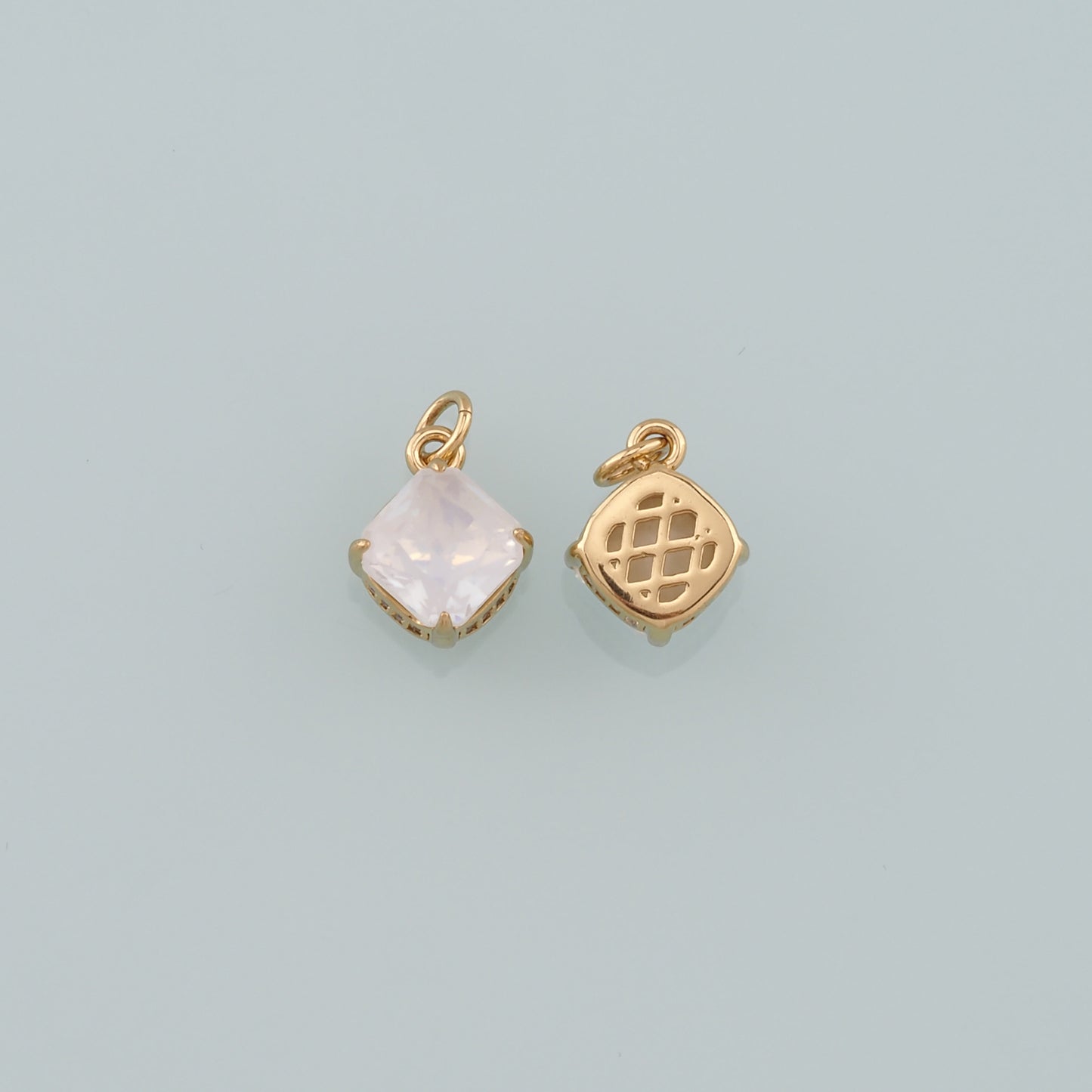 18K Gold Filled Rhombus Pendant,Crystal Rhombus Charm Bracelet Necklace for DIY Jewelry Making Supply