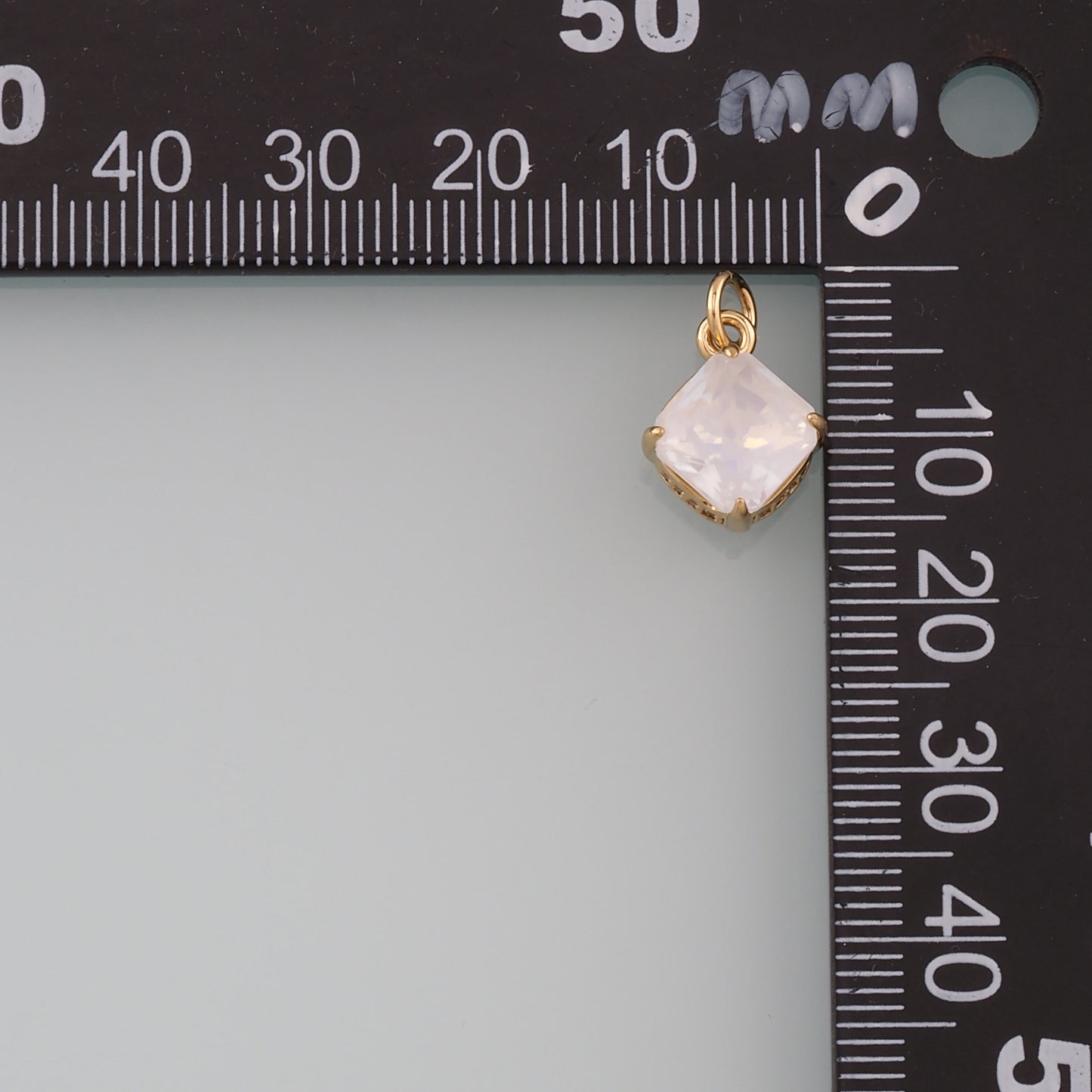 18K Gold Filled Rhombus Pendant,Crystal Rhombus Charm Bracelet Necklace for DIY Jewelry Making Supply