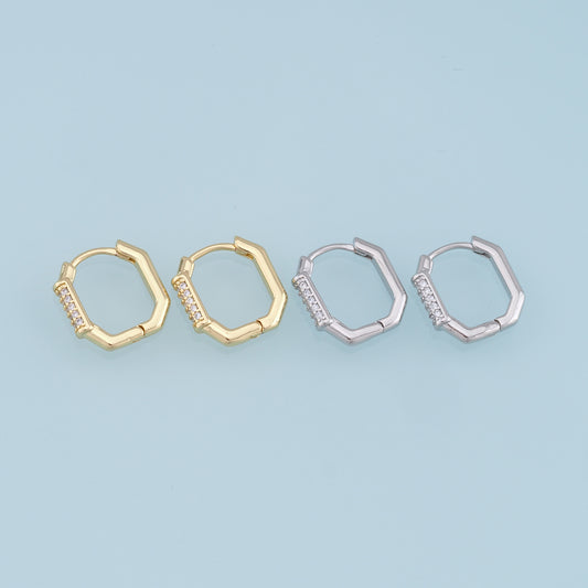 1pair 18K Gold Filled square Hoops Earrings,Gold Rectangle Earrings,Dainty Hoops Huggie,Gold Huggies Hoop Earrings