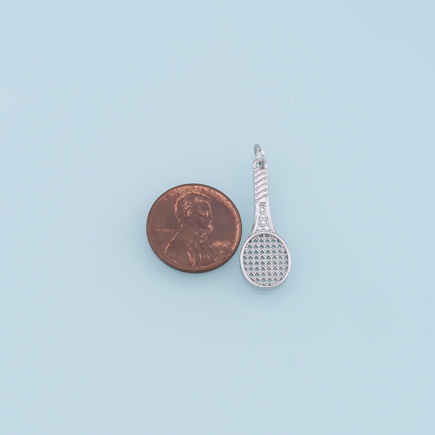 Gold tennis racket Charms,18K Gold Filled CZ tennis racket Pendant,tennis racket Charm Bracelet Necklace for DIY Jewelry Making Supply