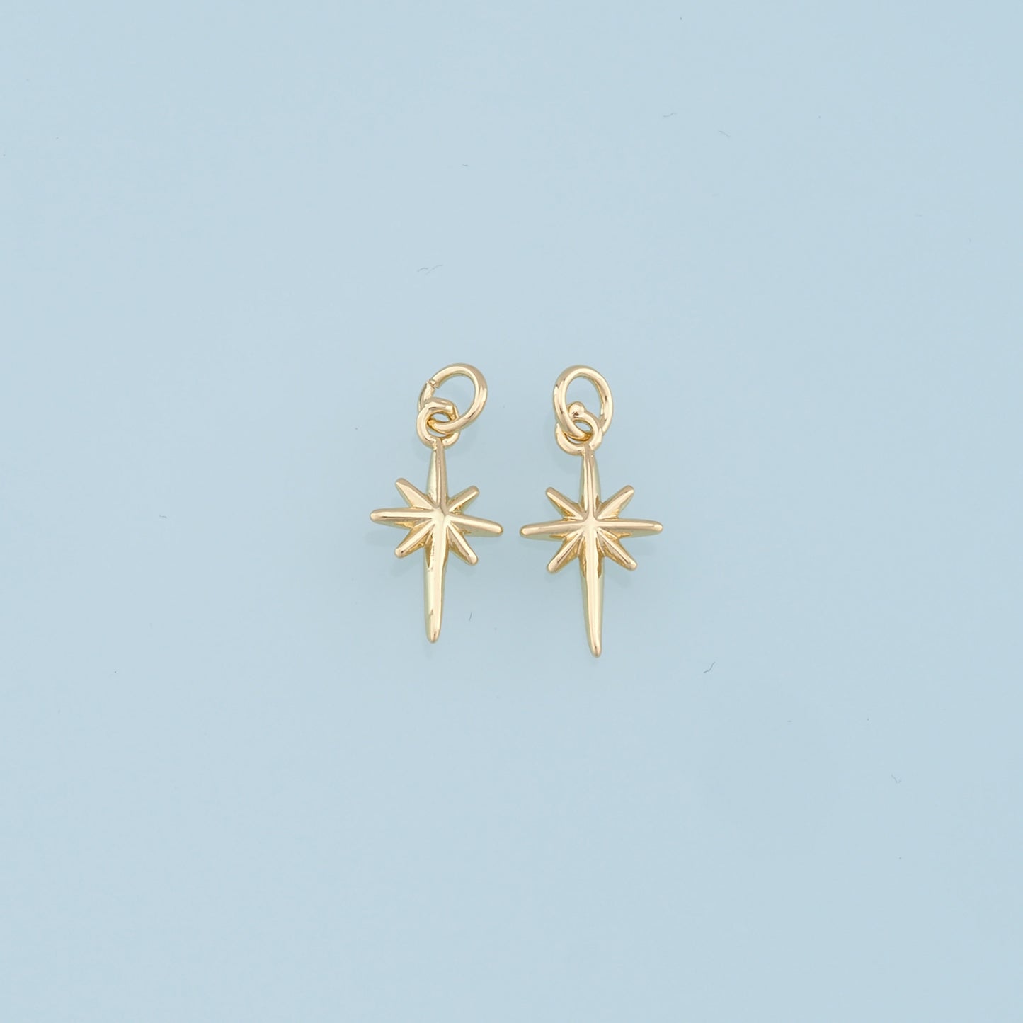 Gold Star Charms,18K Gold Filled Starburst Pendant,North Star Charm Bracelet Necklace for DIY Jewelry Making Supply