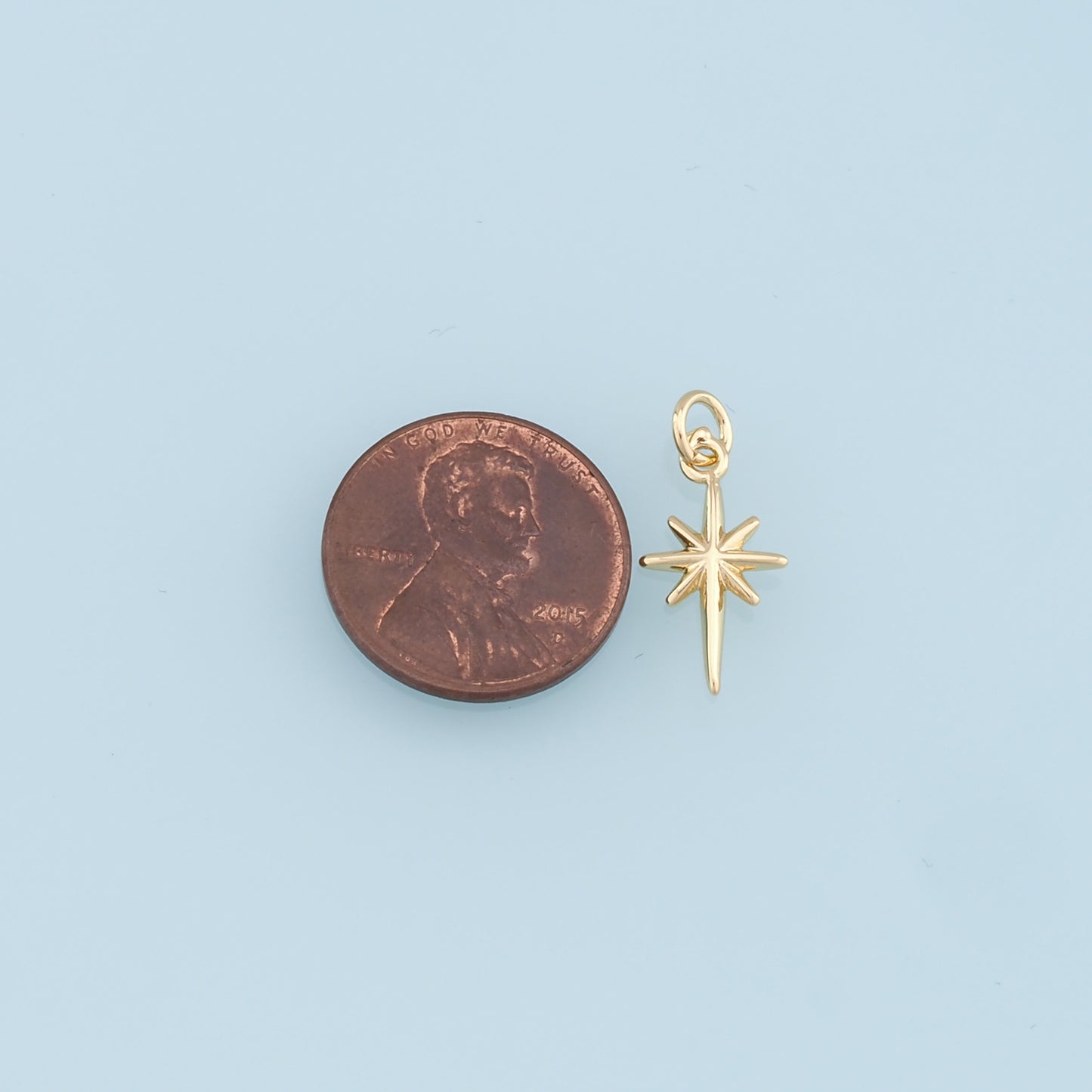 Gold Star Charms,18K Gold Filled Starburst Pendant,North Star Charm Bracelet Necklace for DIY Jewelry Making Supply