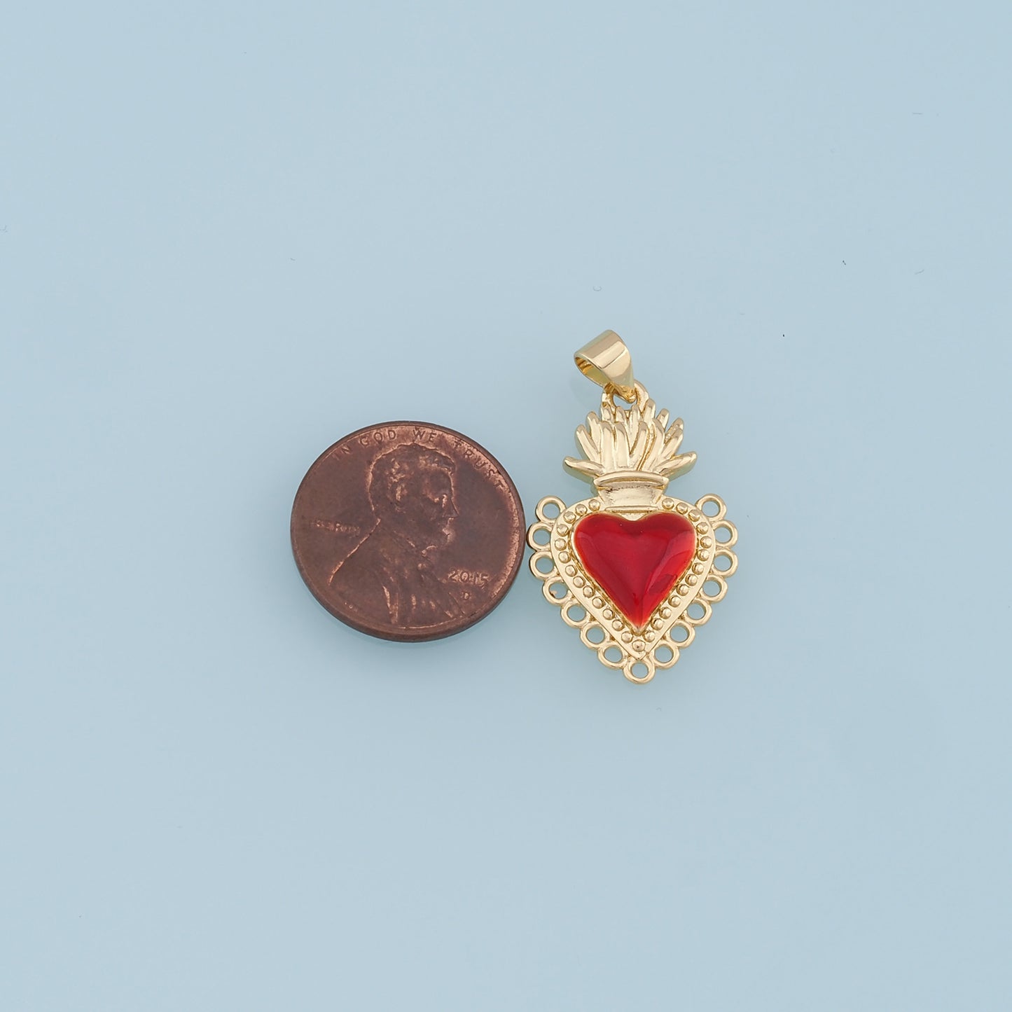 Gold Sacred Heart Charms,18K Gold Filled Enamel Sacred Heart Pendant,Sacred Heart Charm Bracelet Necklace for DIY Jewelry Making Supply