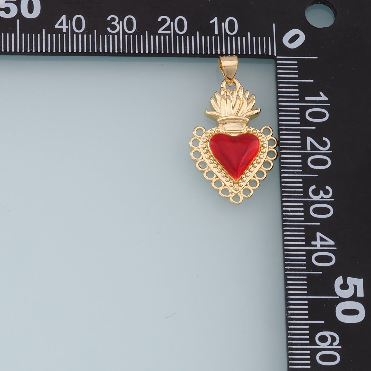 Gold Sacred Heart Charms,18K Gold Filled Enamel Sacred Heart Pendant,Sacred Heart Charm Bracelet Necklace for DIY Jewelry Making Supply