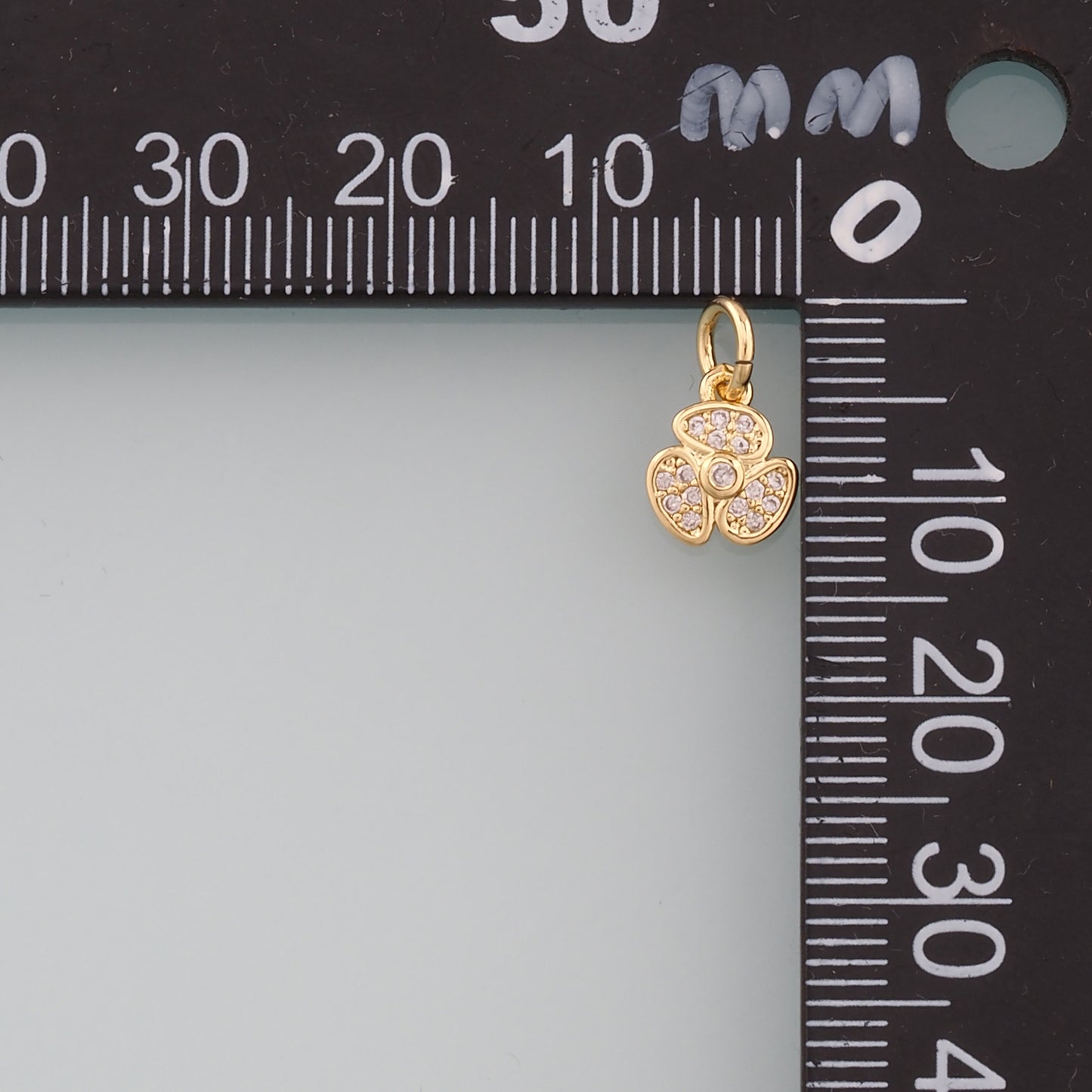 18K Gold Filled Clover Pendant,CZ Micro Pave Tiny Lucky Charm Bracelet Necklace for DIY Jewelry Making Supply
