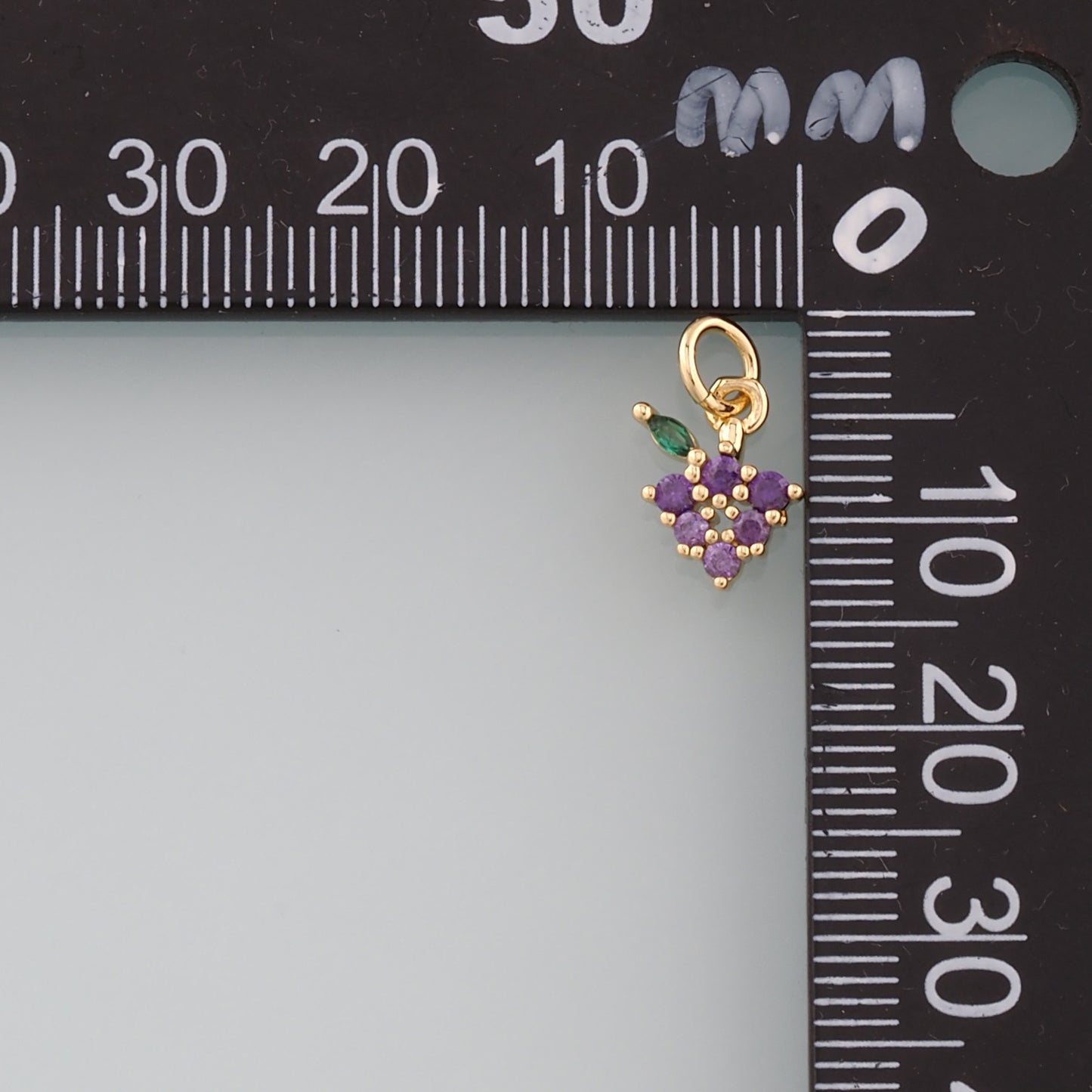 Gold Grape Charms,18K Gold Filled Grape Pendant,CZ Micro Pave Fruit Charm Bracelet Necklace for DIY Jewelry Making Supply