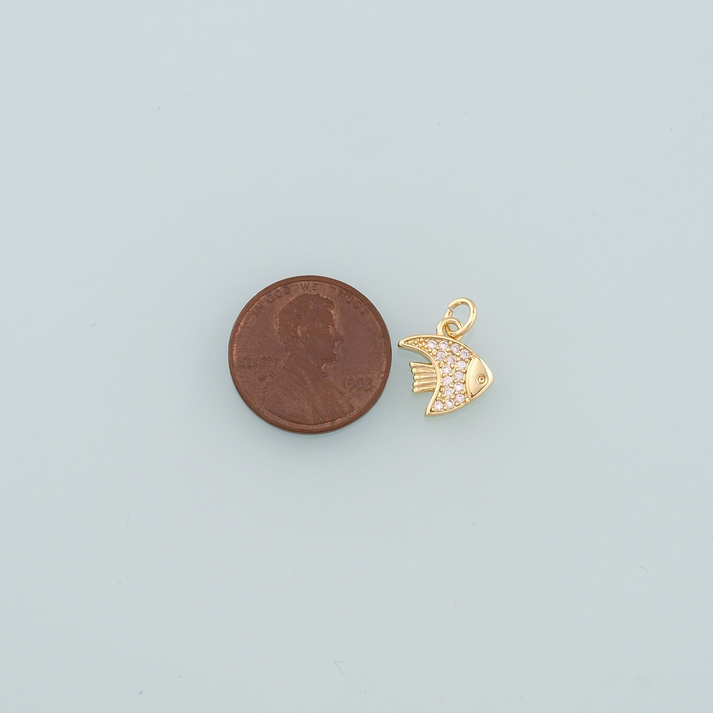 Gold Fish Charms,18K Gold Filled Fish Pendant,CZ Micro Pave Fish Charm Bracelet Necklace for DIY Jewelry Making Supply