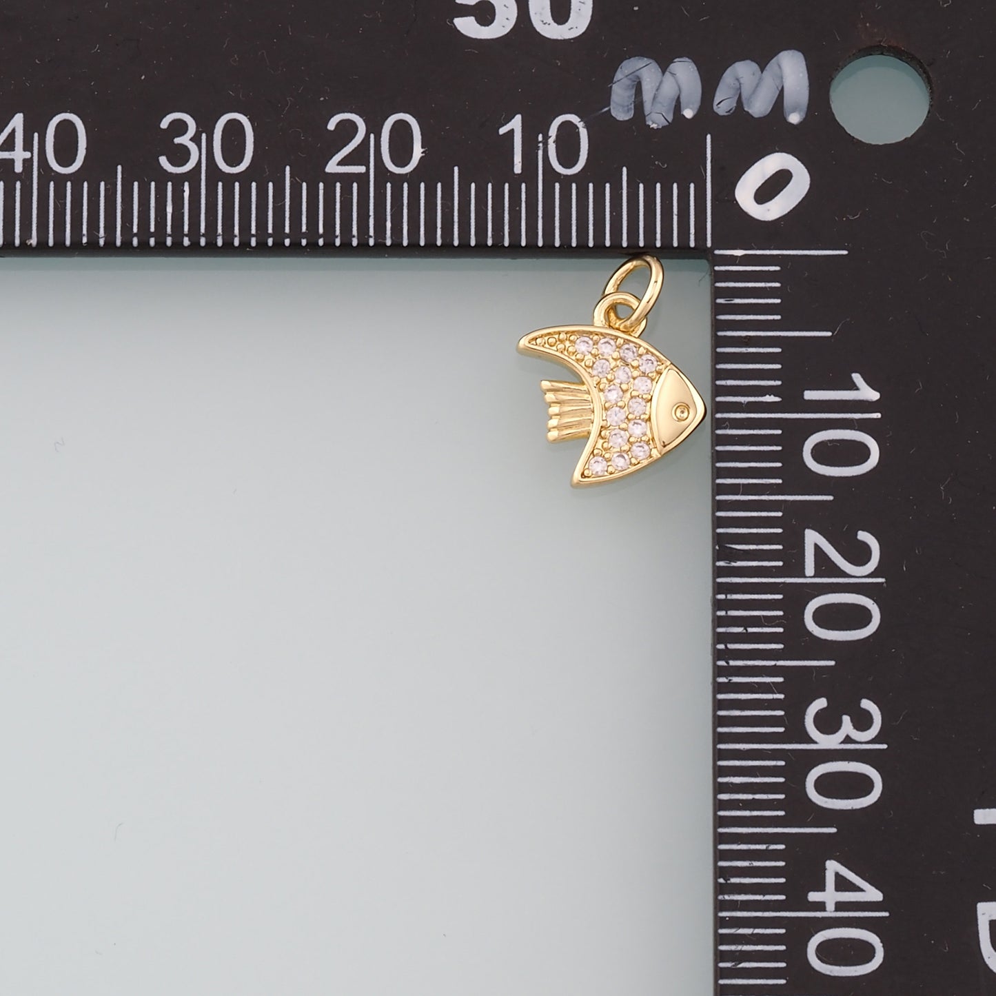Gold Fish Charms,18K Gold Filled Fish Pendant,CZ Micro Pave Fish Charm Bracelet Necklace for DIY Jewelry Making Supply