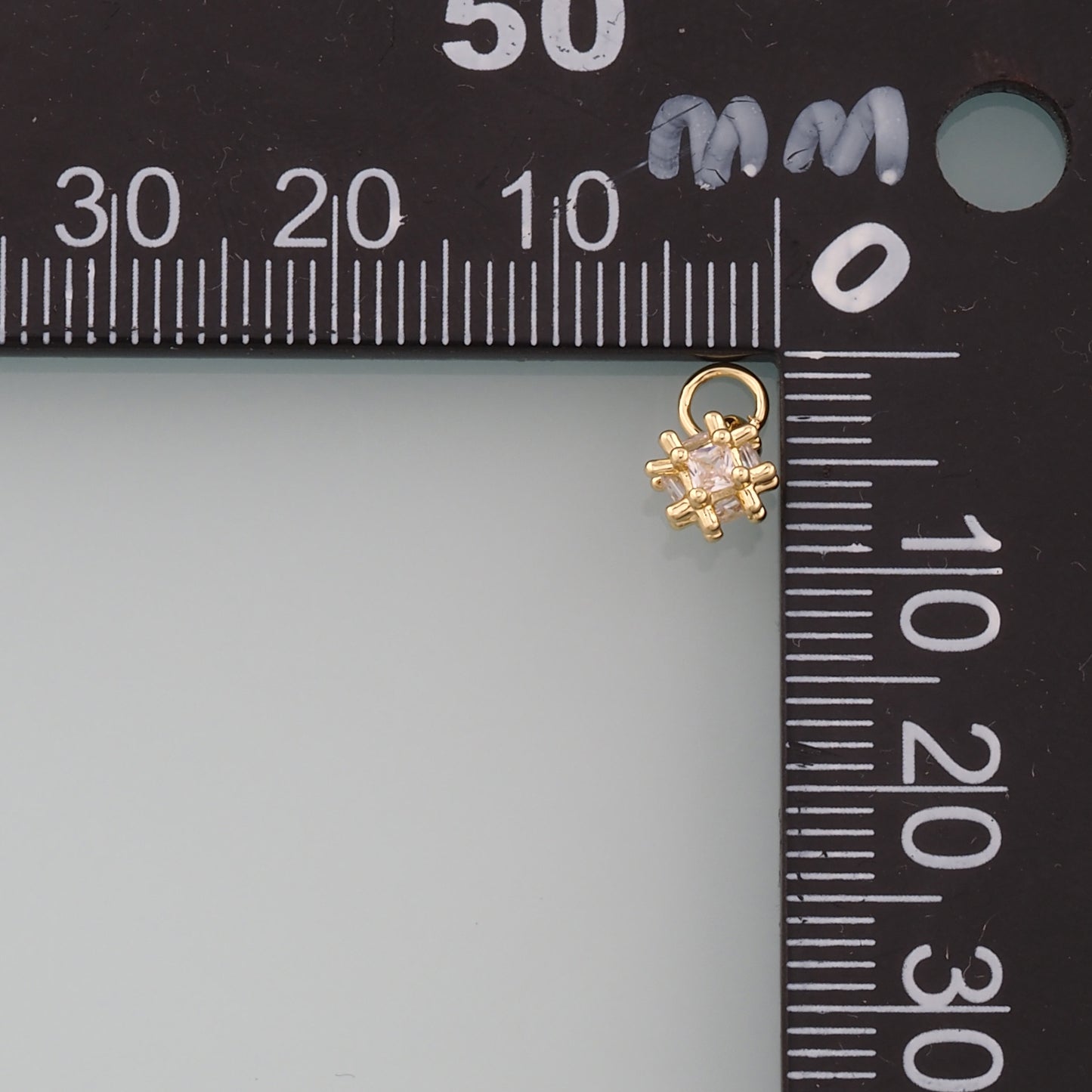 Gold Square Charms,18K Gold Filled Square Pendant,CZ Micro Pave Square Charm Bracelet Necklace for DIY Jewelry Making Supply