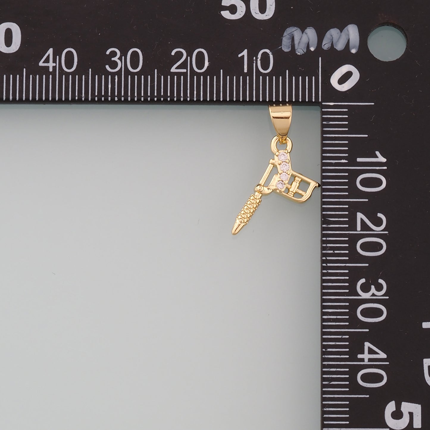 18K Gold Filled Tattoo Machine Pendant,CZ Micro Pave Tattoo Machine Charm Bracelet Necklace for DIY Jewelry Making Supply