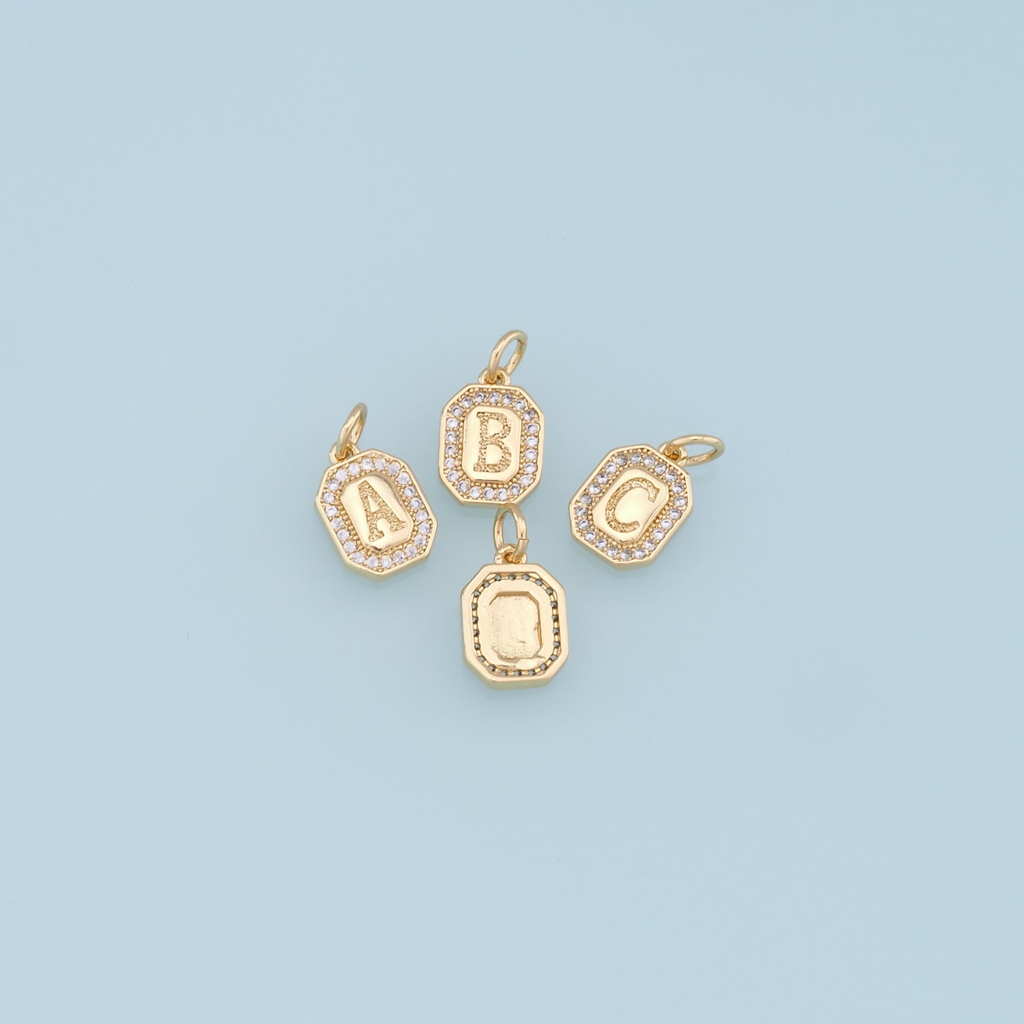 Gold letter Charms,18K Gold Filled CZ letter Pendant,initial Charm Bracelet Necklace for DIY Jewelry Making Supply