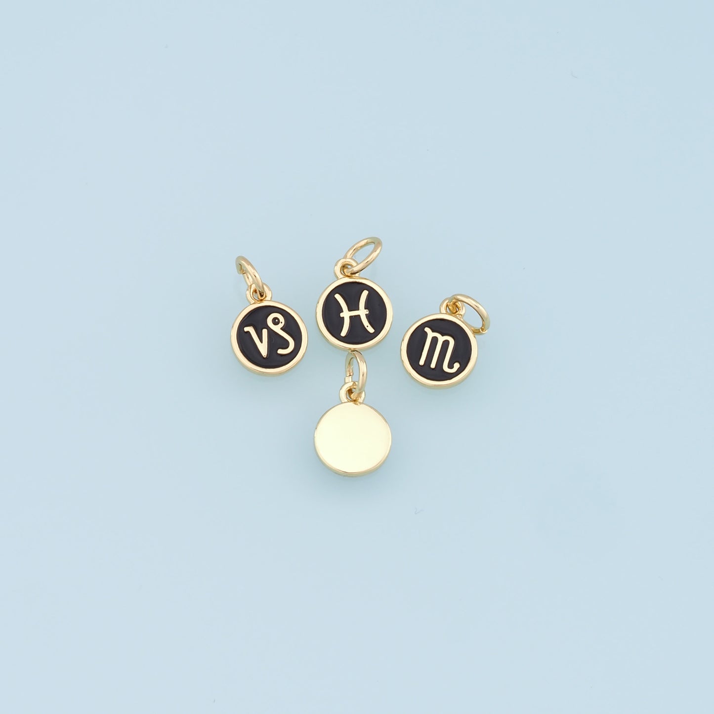 18K Gold Filled Enamel Zodiac Constellation Charms,Zodiac Symbol,Black Horoscope Charm,Gold Astrological Zodiac Sign Minimalist Jewelry