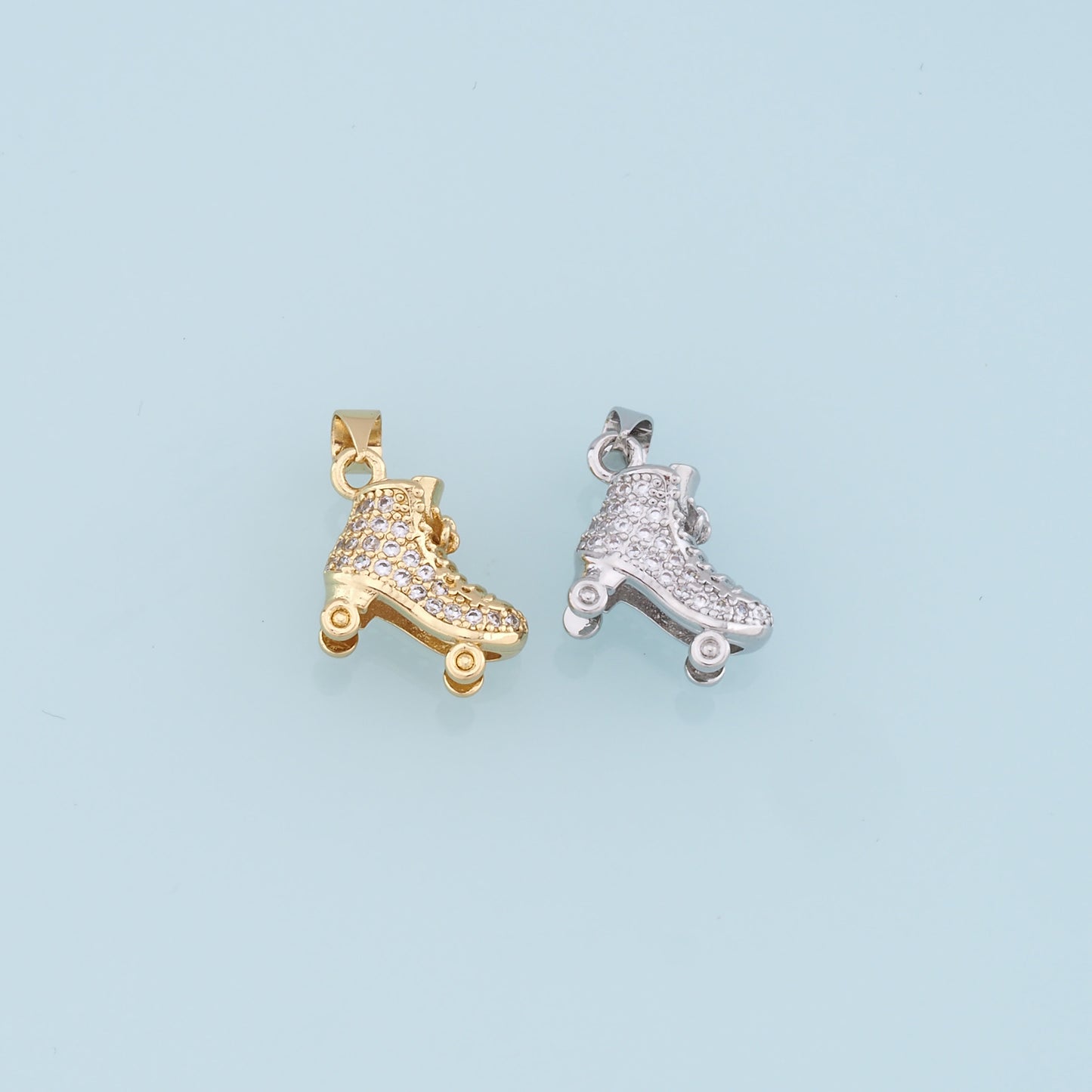 Gold Roller Skate Charms,18K Gold Filled Roller Skate Pendant,Skates Charm Bracelet Necklace for DIY Jewelry Making Supply